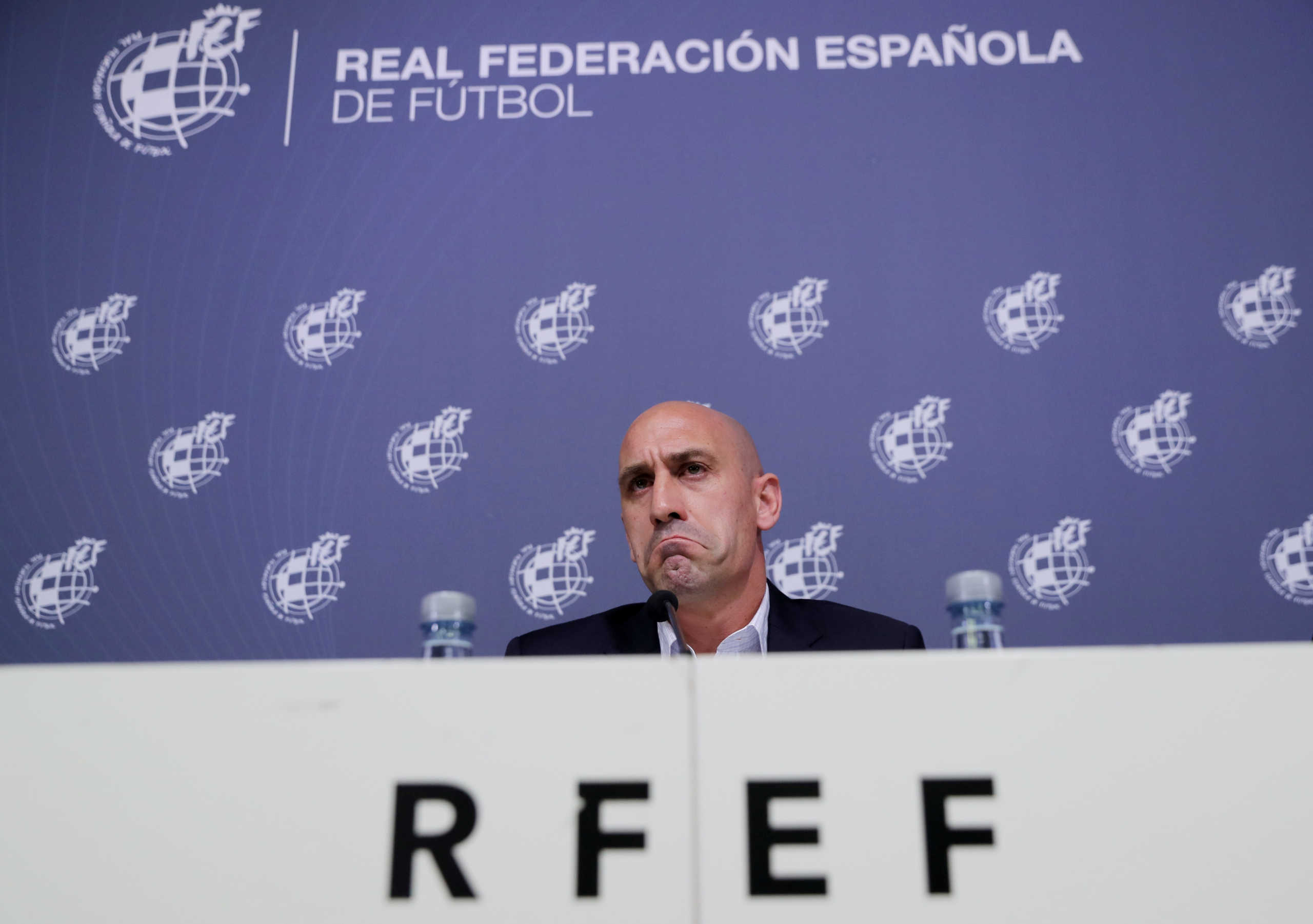 FILE PHOTO: Soccer Football - Spanish Football Federation Press Conference - Spanish Football Federation Headquarters, Las Rozas, Spain - June 19, 2019   Spanish Football Federation president Luis Rubiales during the press conference   REUTERS