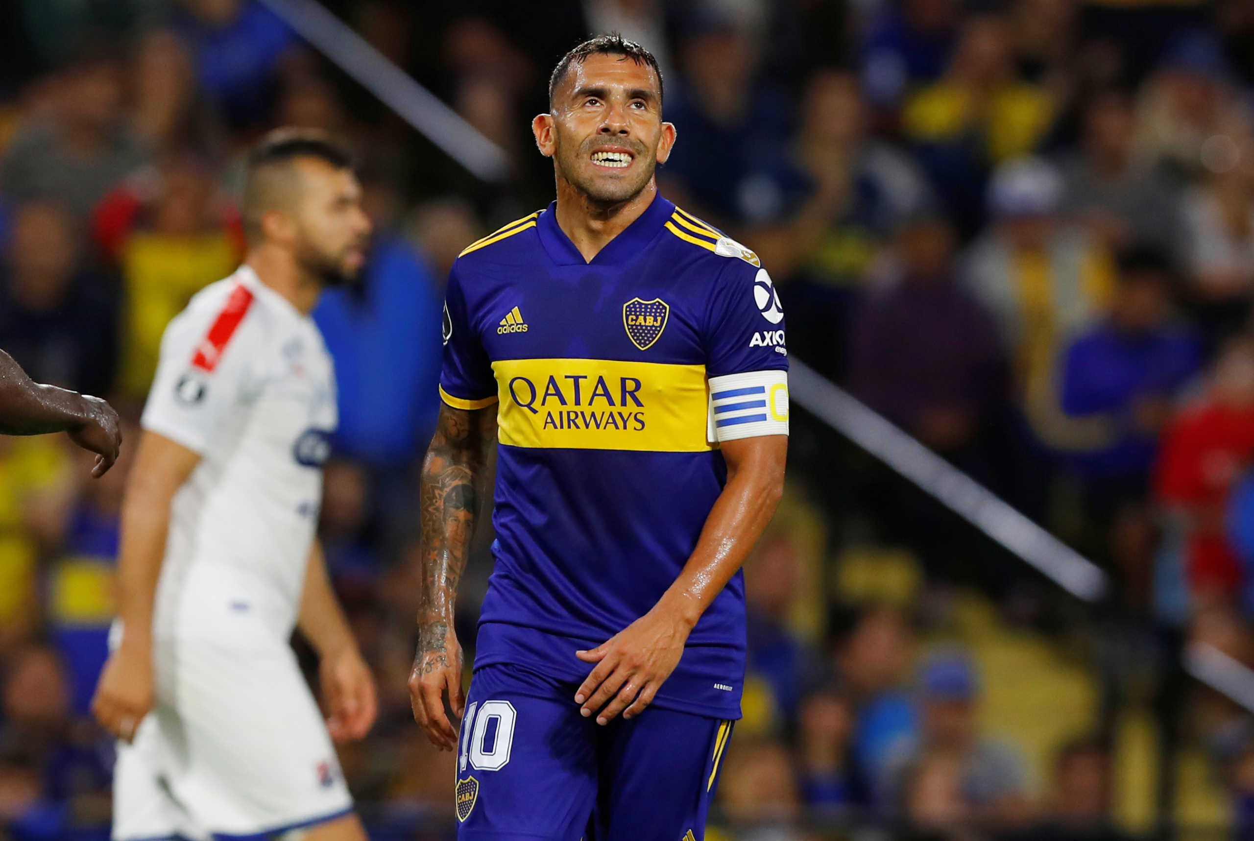 Soccer Football - Copa Libertadores - Group H - Boca Juniors v Independiente de Medellin - Alberto J. Armando Stadium, Buenos Aires, Argentina - March 10, 2020   Boca Juniors' Carlos Tevez reacts during the match   REUTERS
