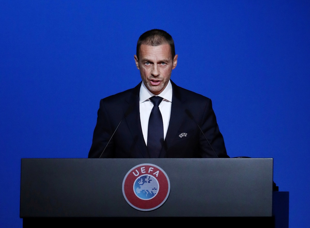 FILE PHOTO: Soccer Football - UEFA Congress - Beurs van Berlage Conference Centre, Amsterdam, Netherlands - March 3, 2020   UEFA President Aleksander Ceferin during the UEFA Congress   REUTERS