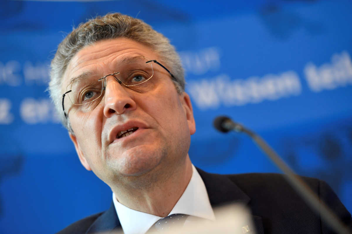 Professor Lothar H. Wieler, the President of the Robert Koch Institute speaks during a news conference regarding the spread of the new coronavirus disease (COVID-19) in the country, Berlin, Germany April 7, 2020. John Macdougall
