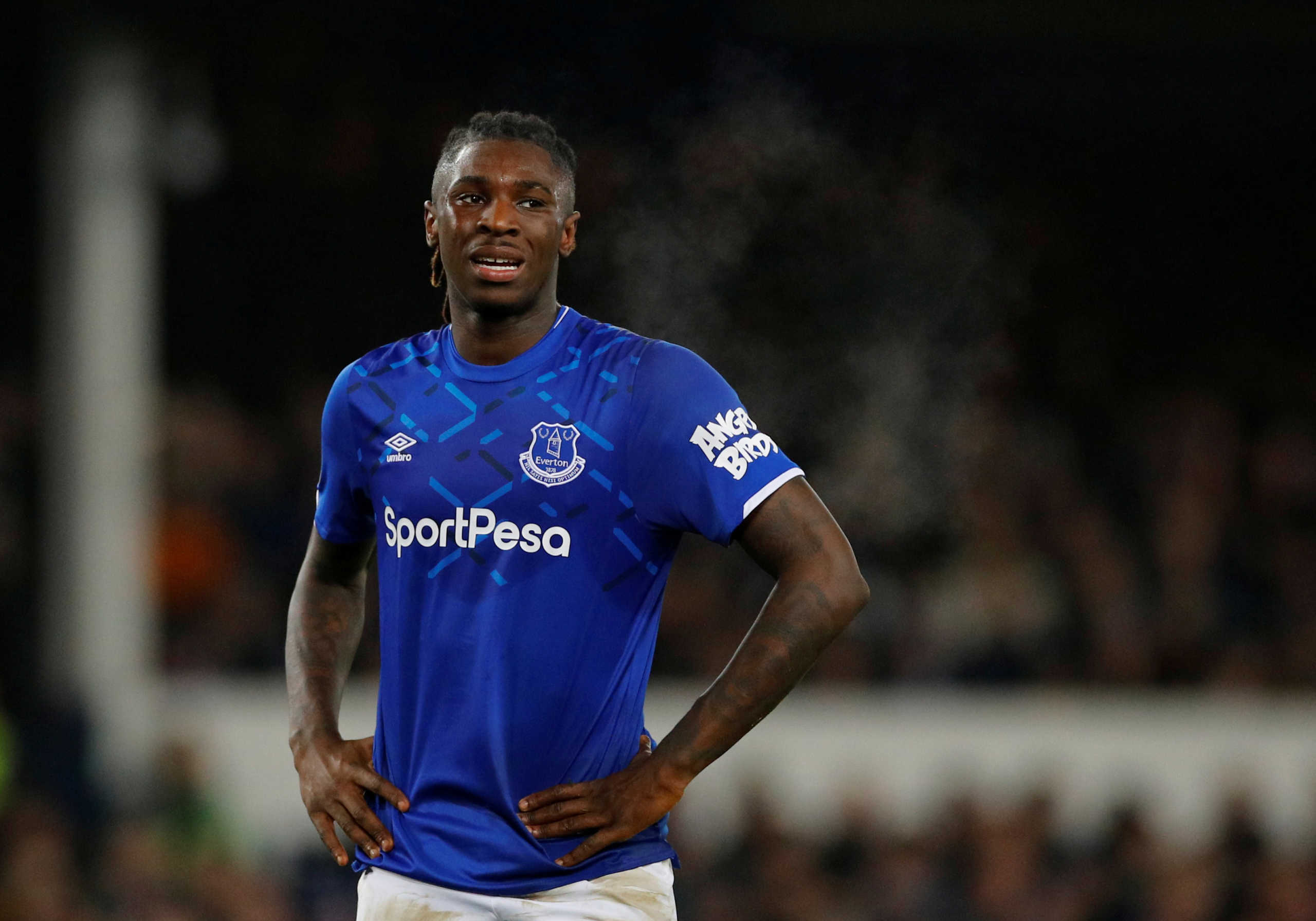 FILE PHOTO: Soccer Football - Premier League - Everton v Newcastle United - Goodison Park, Liverpool, Britain - January 21, 2020  Everton's Moise Kean reacts  REUTERS
