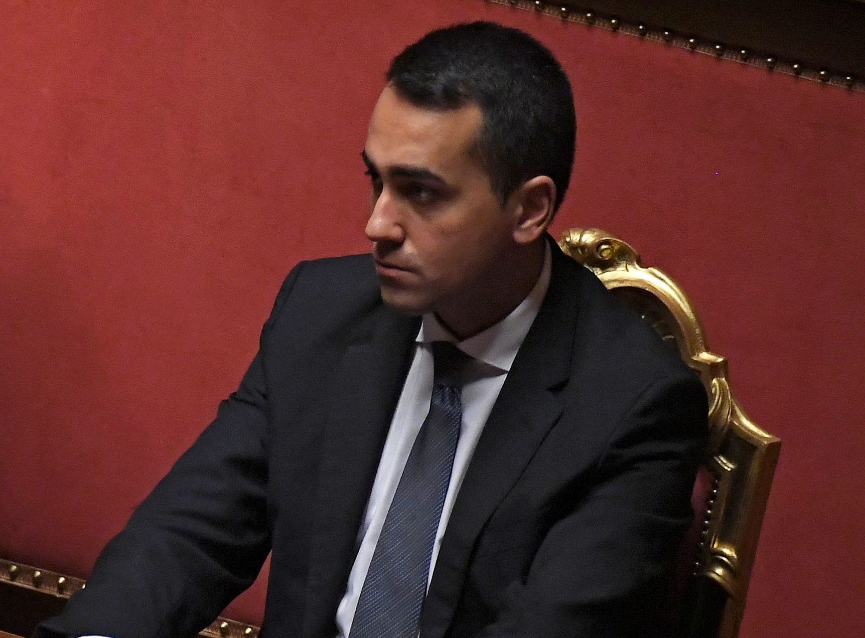 Italian Prime Minister Giuseppe Conte, standing next to Foreign Minister Luigi Di Maio, addresses the Senate, the upper house of parliament, on the spread of coronavirus disease (COVID-19), in Rome, Italy, March 26, 2020 REUTERS