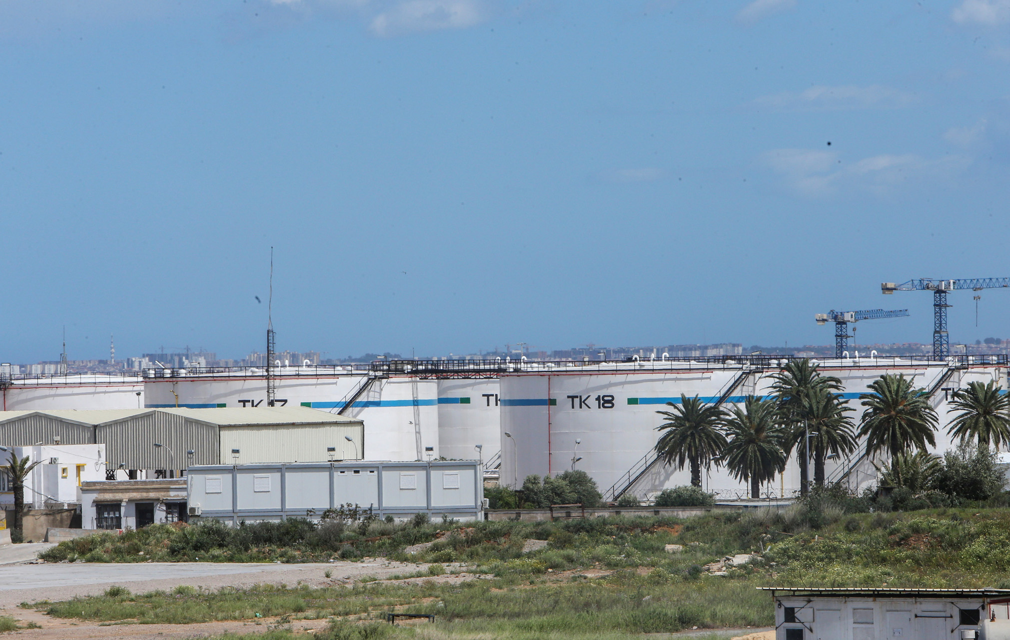Fuel storage tanks are pictured in Algiers, Algeria April 21, 2020. REUTERS