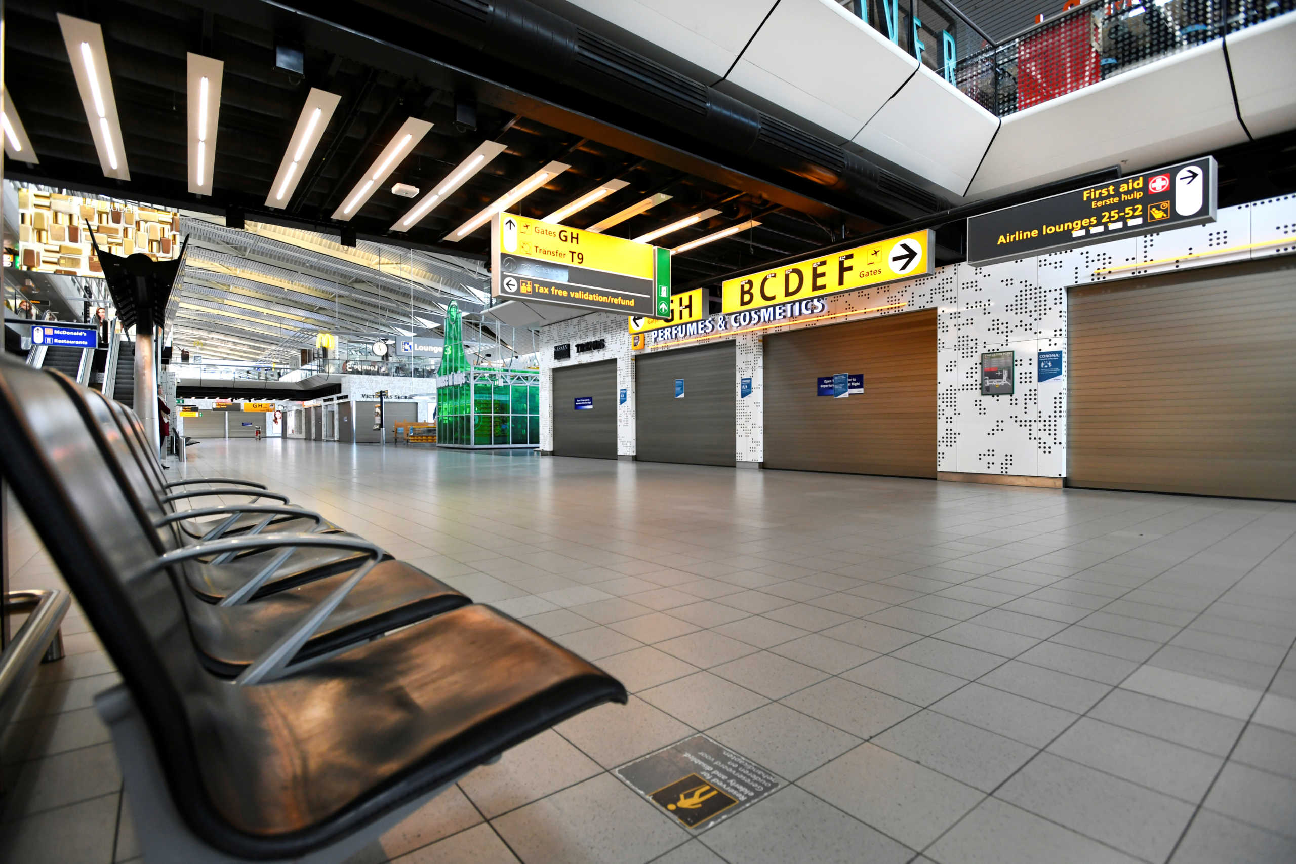 Closed gates and departure halls are seen, as Schiphol Airport reduces its flights due to the coronavirus disease (COVID-19) outbreak, in Amsterdam, Netherlands April 2, 2020. REUTERS