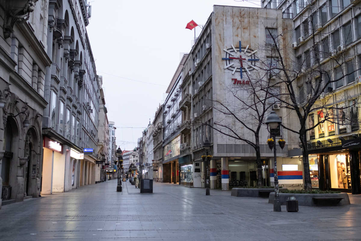 FILE PHOTO: The deserted Knez Mihajlova shopping area during a curfew imposed to prevent the spread of coronavirus disease (COVID-19) in Belgrade, Serbia, March 22, 2020. REUTERS