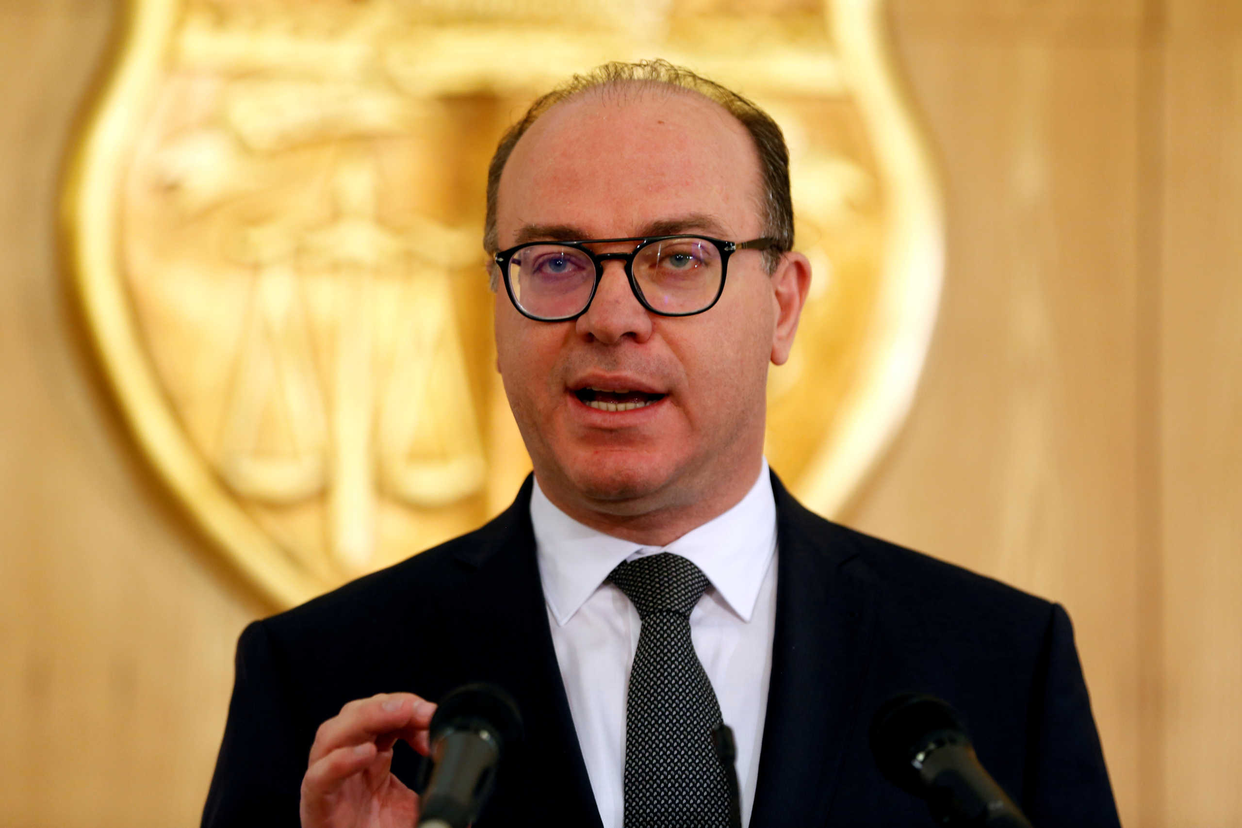FILE PHOTO: Tunisia's prime minister designate Elyess Fakhfakh speaks during a news conference in Tunis, Tunisia January 24, 2020.REUTERS