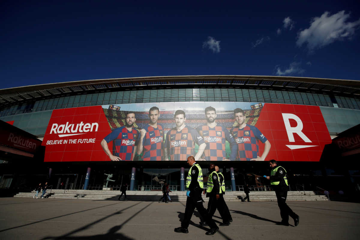 FILE PHOTO: Soccer Football - La Liga Santander - FC Barcelona v Real Sociedad - Camp Nou, Barcelona, Spain - March 7, 2020  General view outside the stadium before the match   REUTERS