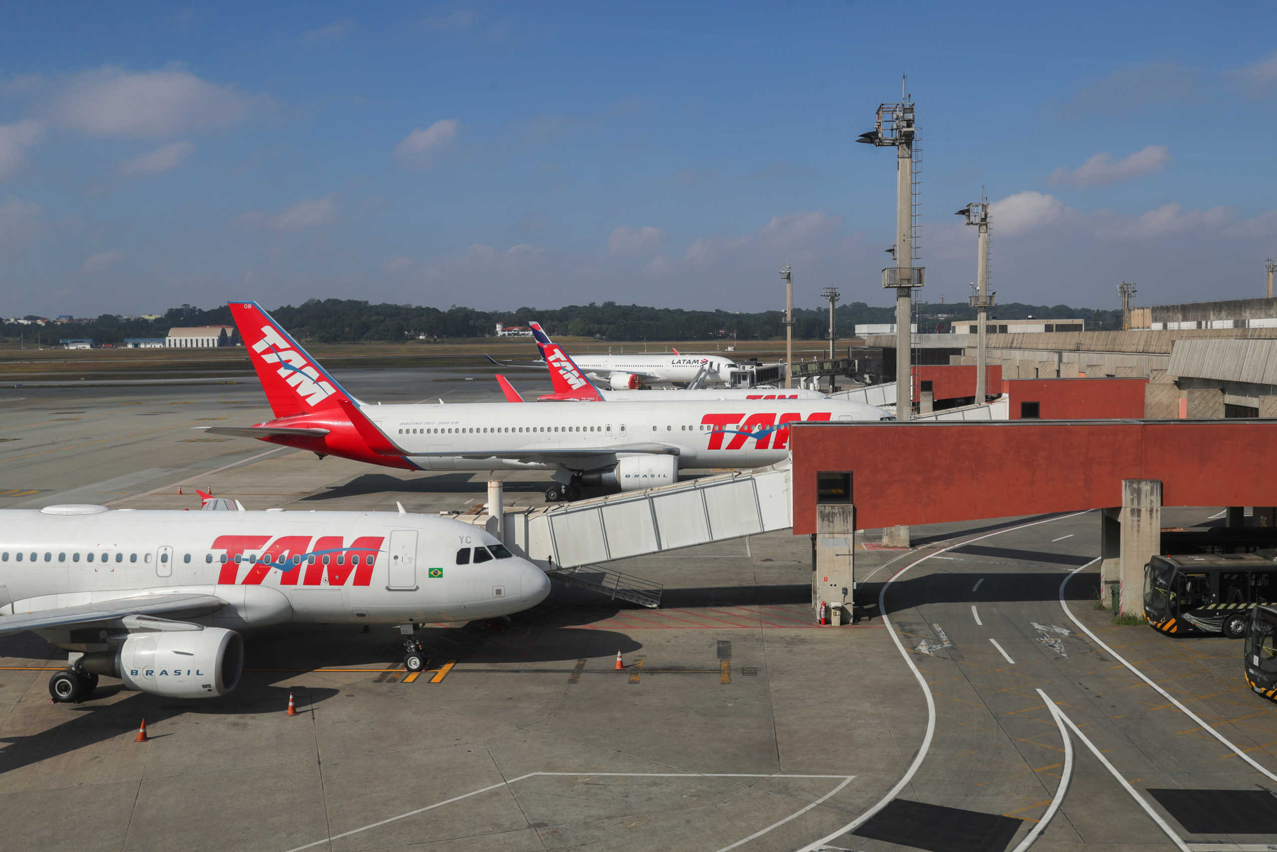 Latam Airlines airplanes are seen at Guarulhos International Airport as air traffic is affected by the outbreak of the coronavirus disease (COVID-19), in Guarulhos, near Sao Paulo, Brazil, May 19, 2020.REUTERS