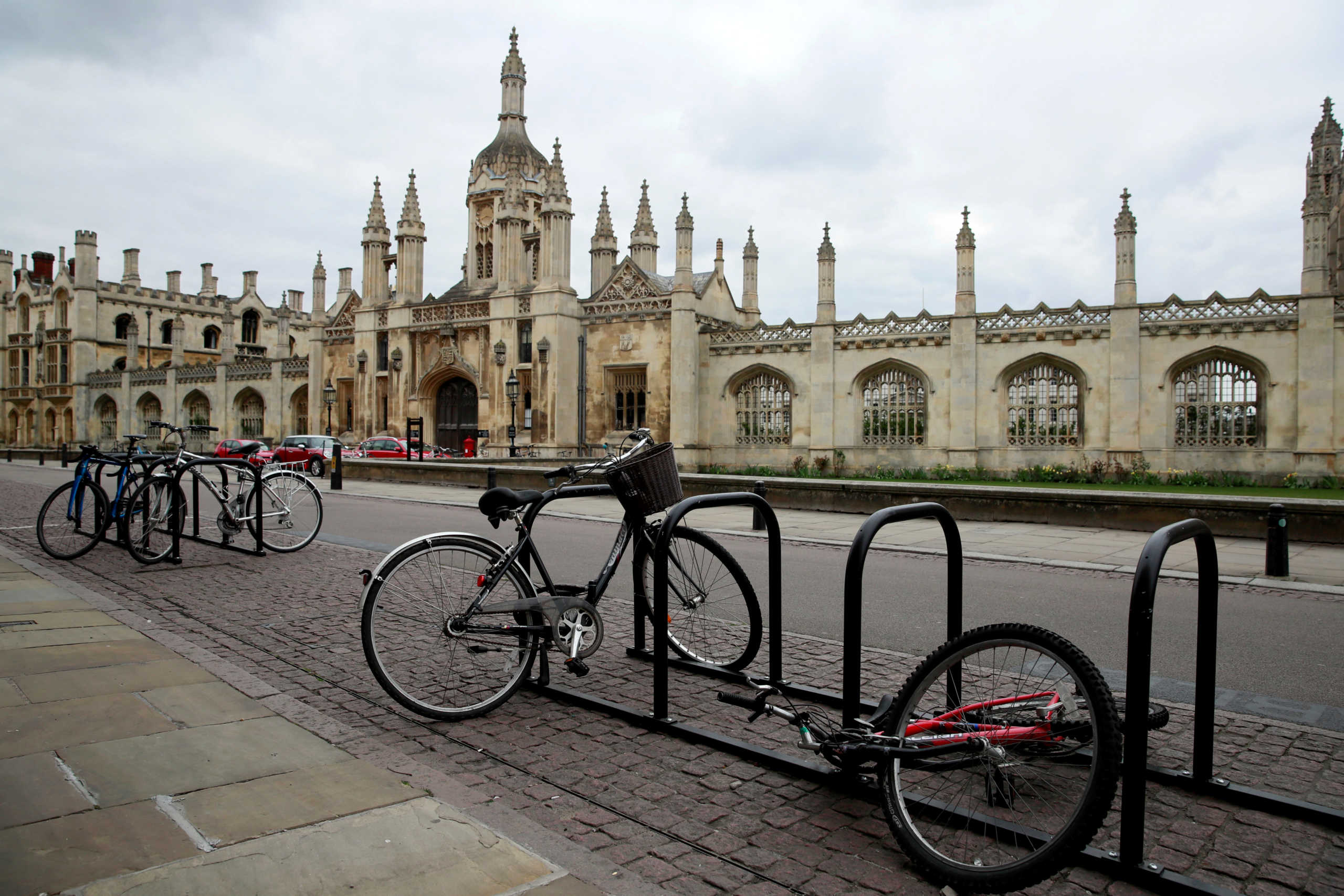 FILE PHOTO: Bikes are seen outside Cambridge University, as the spread of the coronavirus disease (COVID-19) continues, Cambridge, Britain, April 1, 2020. REUTERS