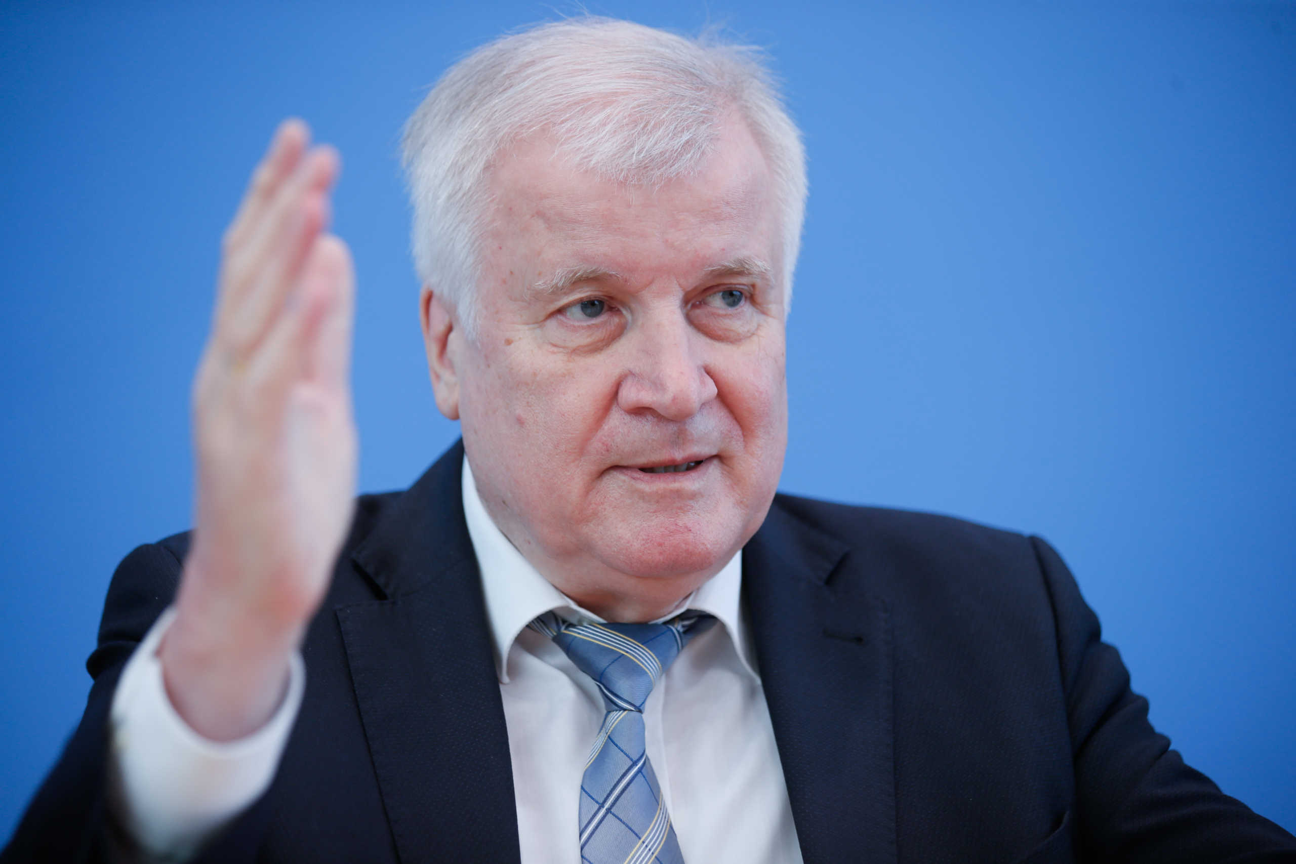 German Interior Minister Horst Seehofer gives a news conference with details of planned border openings, amid the spread of the coronavirus disease (COVID-19) in Berlin, Germany, May 13, 2020. REUTERS