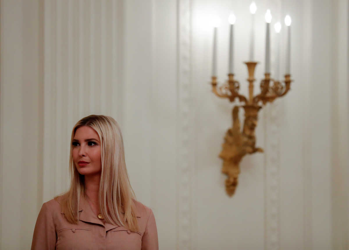 White House senior advisor Ivanka Trump attends an East Room event to highlight Paycheck Protection Program (PPP) loans for small businesses adversely affected by the coronavirus disease (COVID-19) outbreak, at the White House in Washington, U.S., April 28, 2020. REUTERS