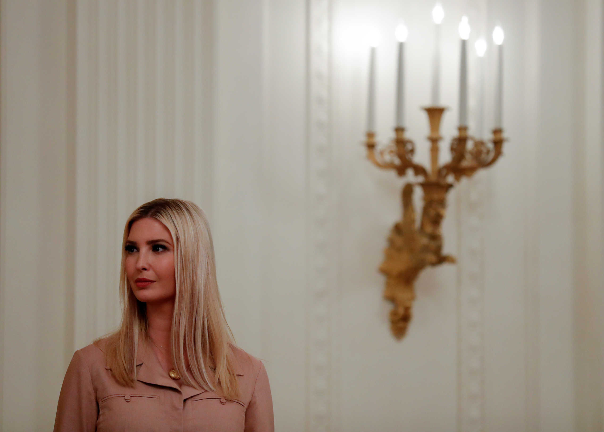 White House senior advisor Ivanka Trump attends an East Room event to highlight Paycheck Protection Program (PPP) loans for small businesses adversely affected by the coronavirus disease (COVID-19) outbreak, at the White House in Washington, U.S., April 28, 2020. REUTERS