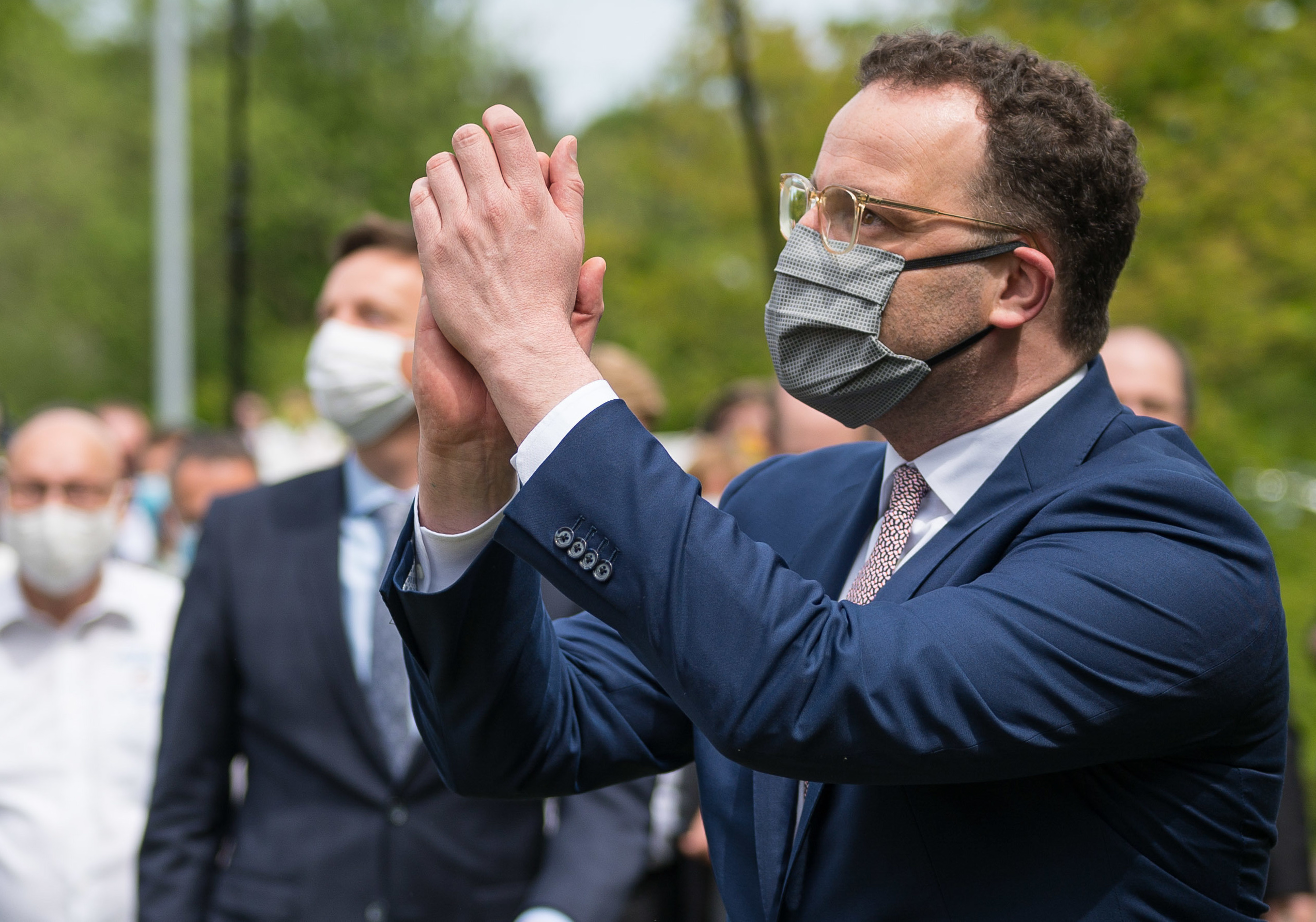 German Health Minister Jens Spahn is seen during his visit to the Annaheim nursing and care centre, amid the coronavirus disease (COVID-19) outbreak in Neunkirchen, Germany, May 8, 2020. Oliver Dietze