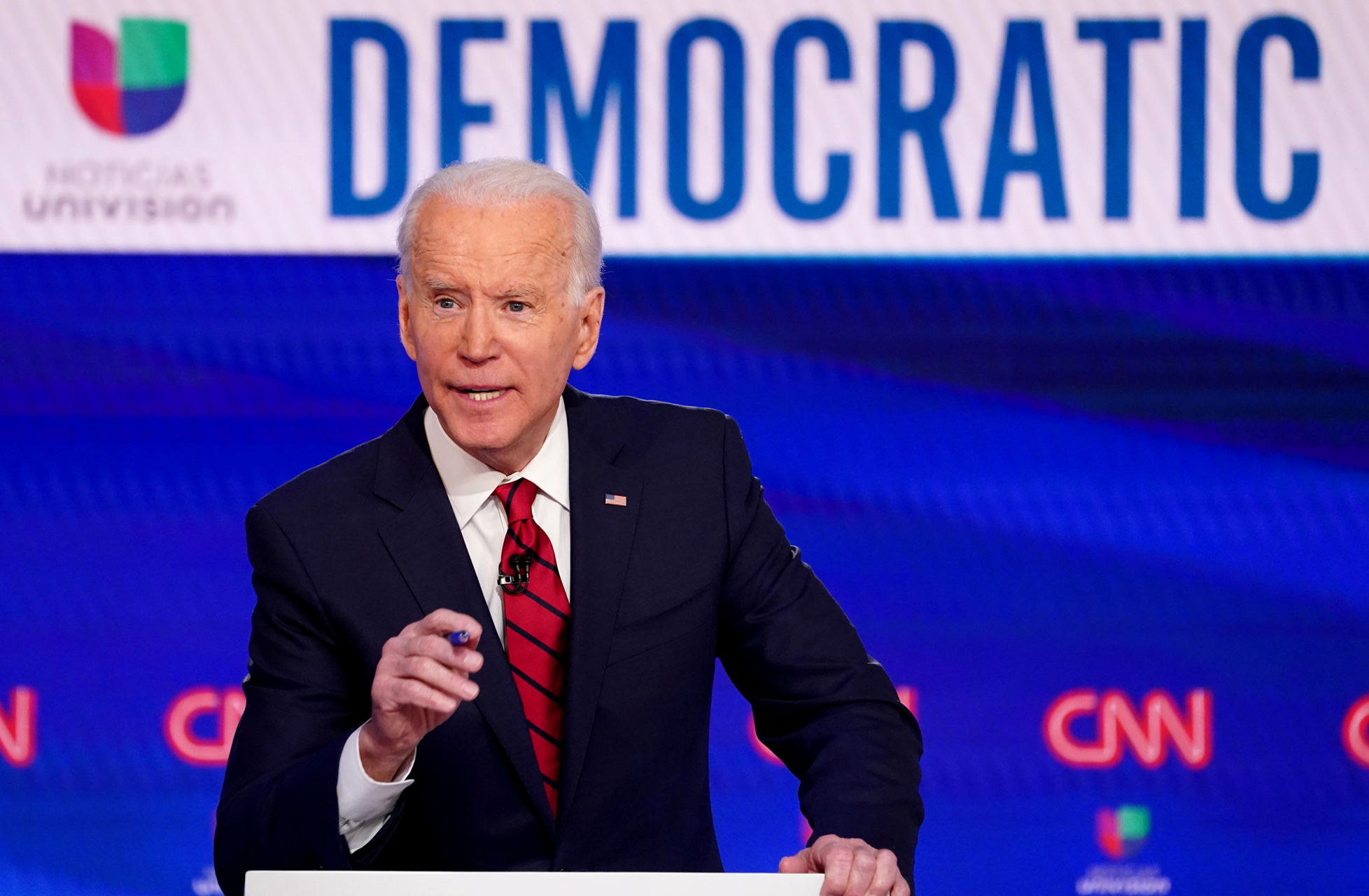 FILE PHOTO: Democratic U.S. presidential candidate and former Vice President Joe Biden speaks during the 11th Democratic candidates debate of the 2020 U.S. presidential campaign, held in CNN's Washington studios without an audience because of the global coronavirus pandemic, in Washington, U.S., March 15, 2020. REUTERS