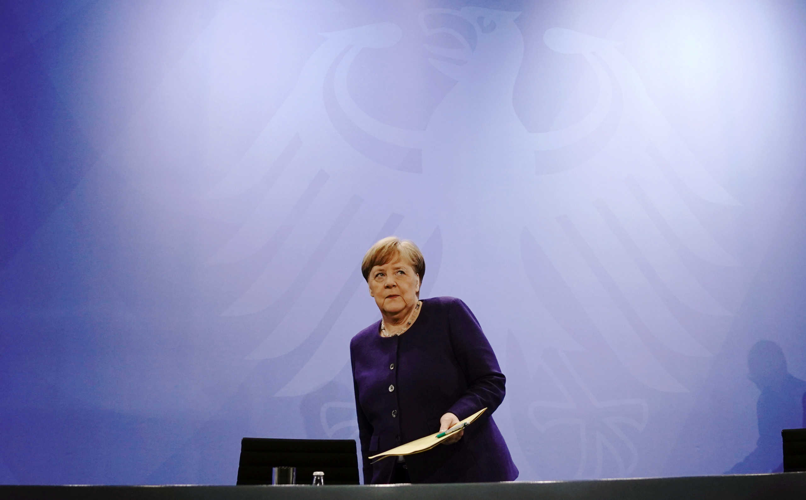 German Chancellor Angela Merkel attends a news conference after discussing with German state premiers whether the regulations imposed to limit the spread of the coronavirus disease (COVID-19) need relaxing,  at the Chancellery in Berlin, Germany, April 30, 2020. Kay Nietfeld