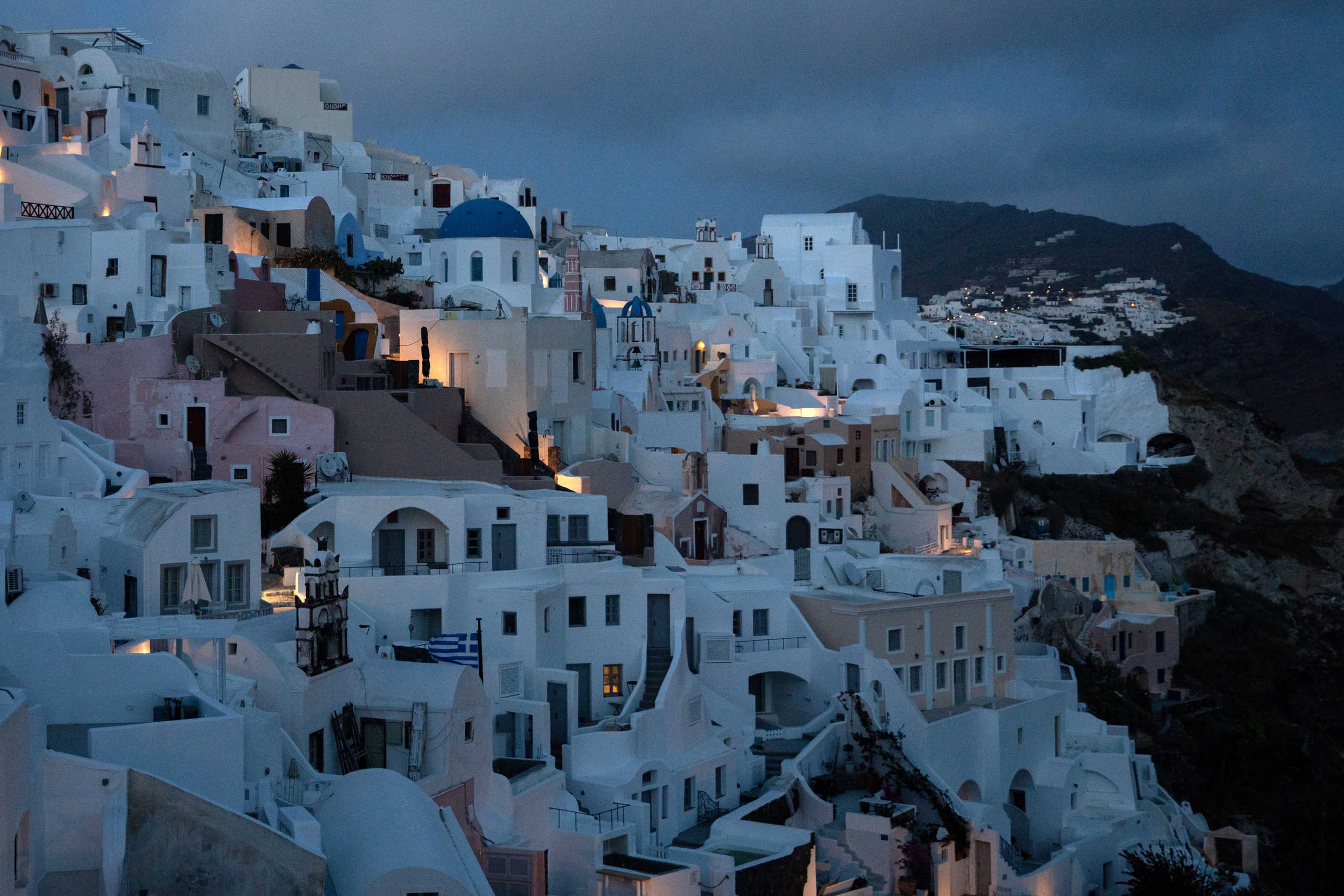 A view of Oia at dusk, following the coronavirus disease (COVID-19) outbreak, on the island of Santorini, Greece, May 6, 2020. Picture taken May 6, 2020. REUTERS