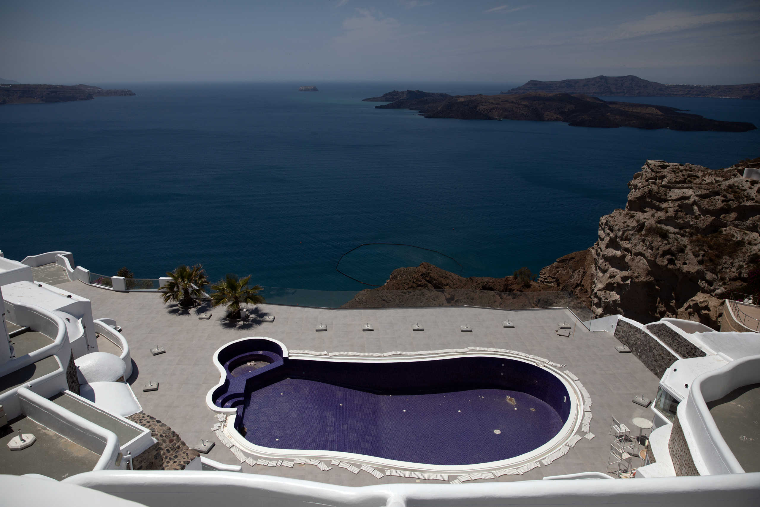 A closed hotel in Fira, following the coronavirus disease (COVID-19) outbreak, on the island of Santorini, Greece, May 7, 2020. Picture taken May 7, 2020. REUTERS