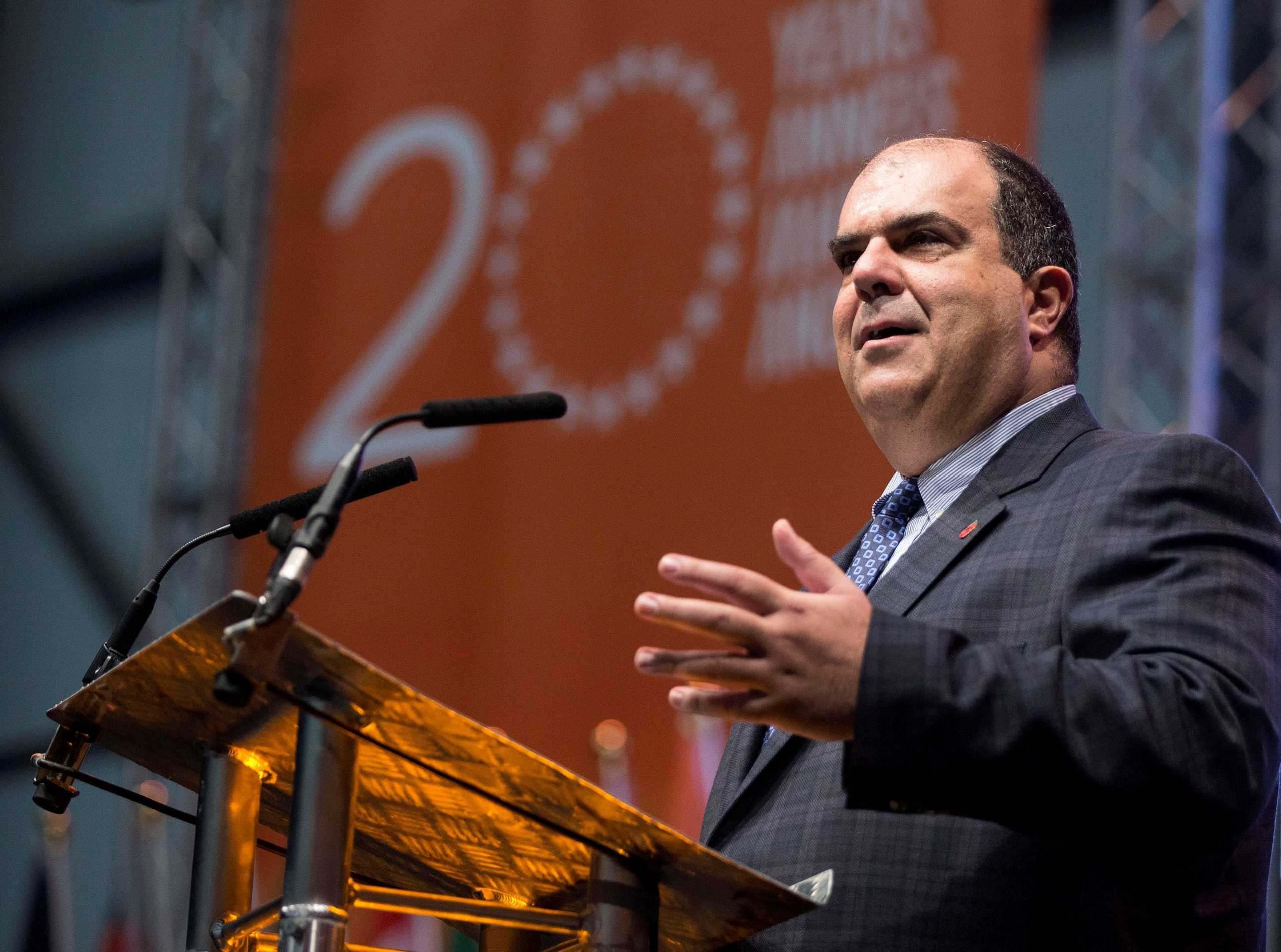 FILE PHOTO: Easyjet founder Stelios Haji-Ioannou speaks at a media event to celebrate 20 years in business at Luton Airport, southern England, November 10, 2015. REUTERS