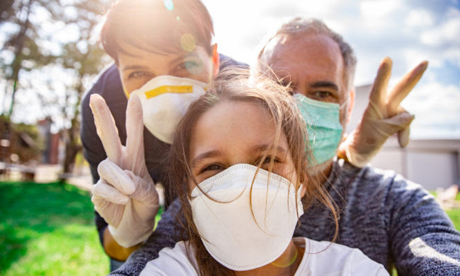 Optimistic Family selfie during Coronavirus emergency