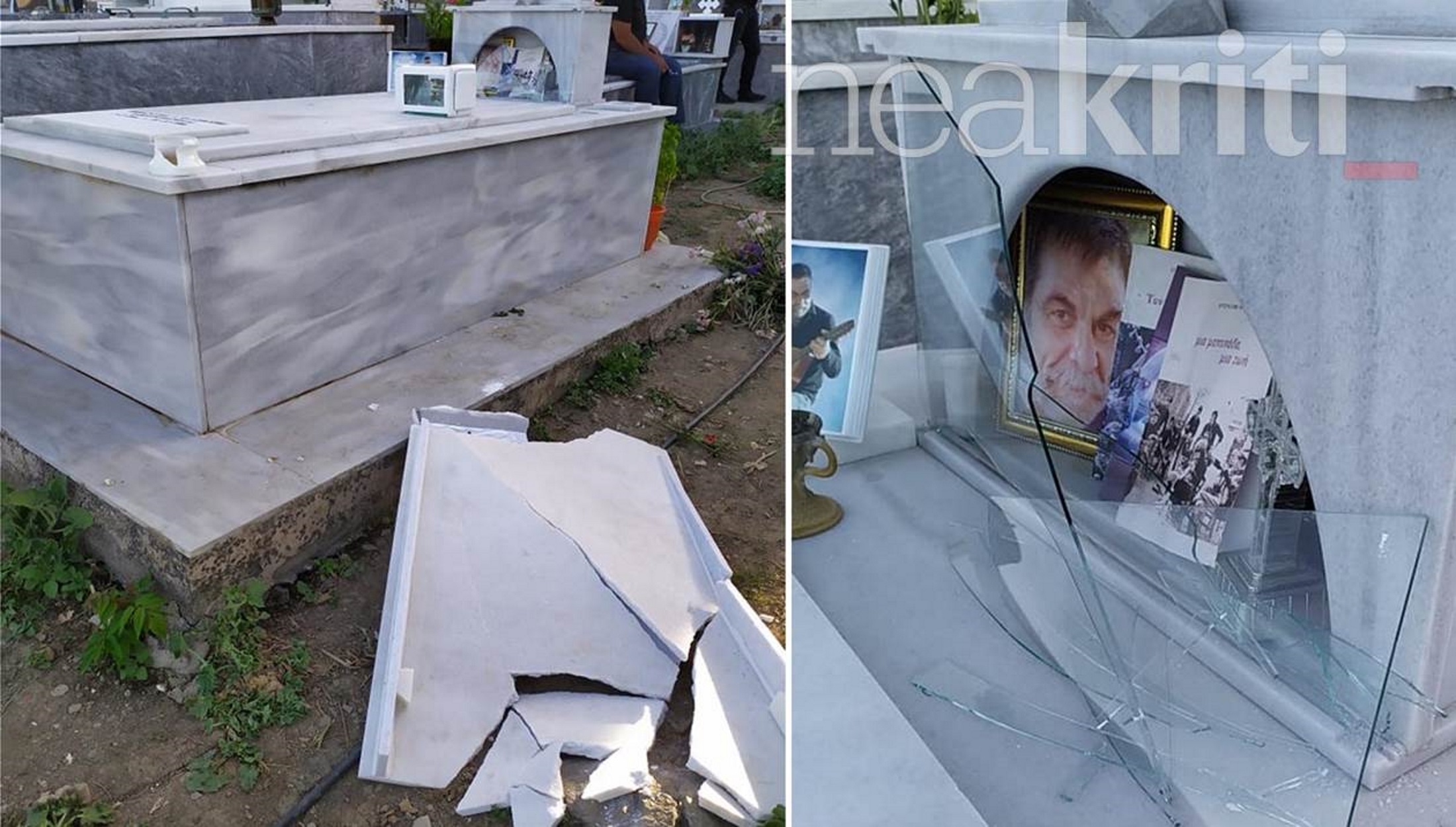 Σοκ στ’ Ανώγεια: Άγνωστοι βεβήλωσαν τον τάφο του 60χρονου λυράρη Λευτέρη Καλομοίρη (pics, video)