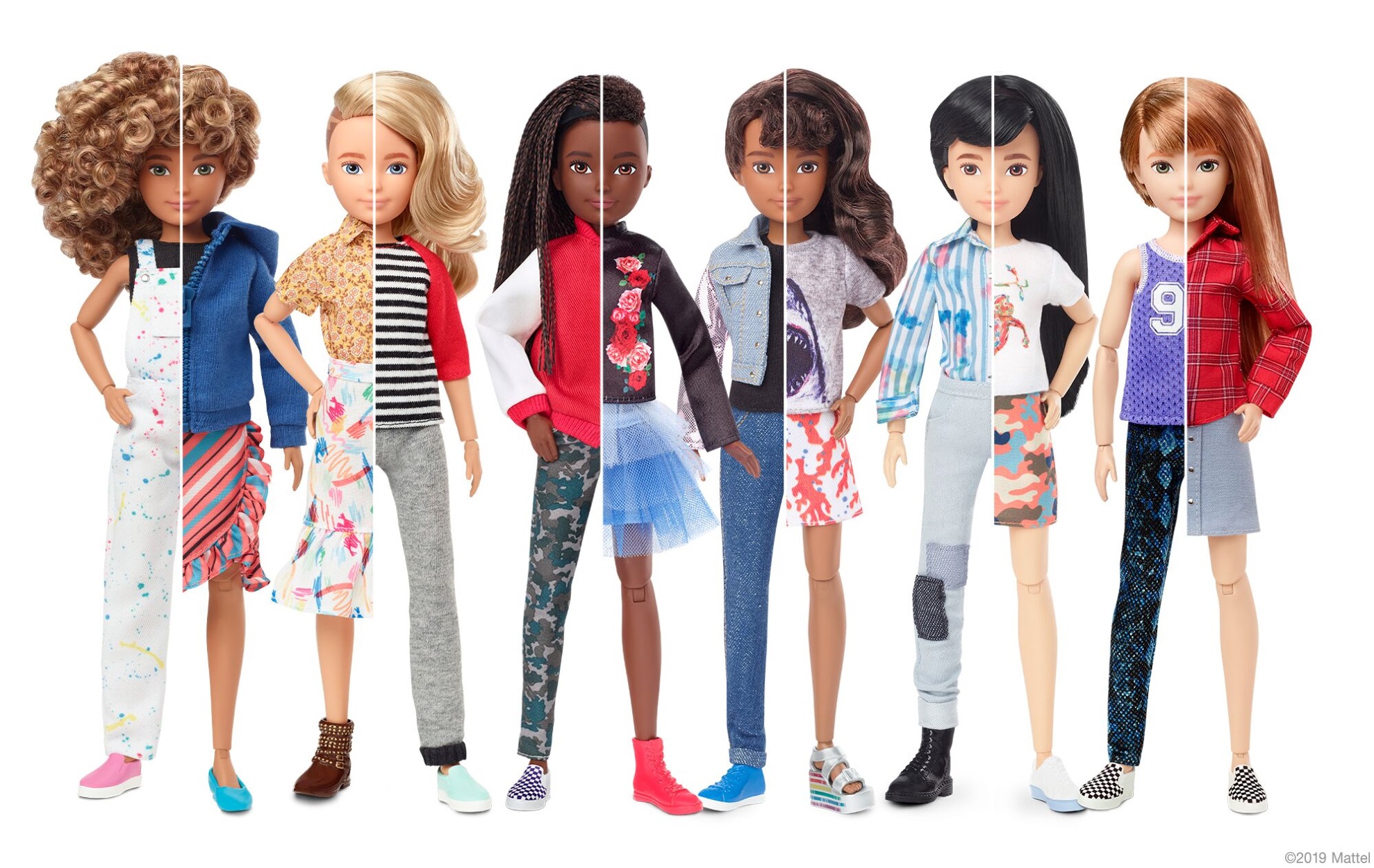 The range of "Creatable World" dolls by Barbie toymaker Mattel, which are designed to be styled as either male or female characters. Courtesy: Mattel