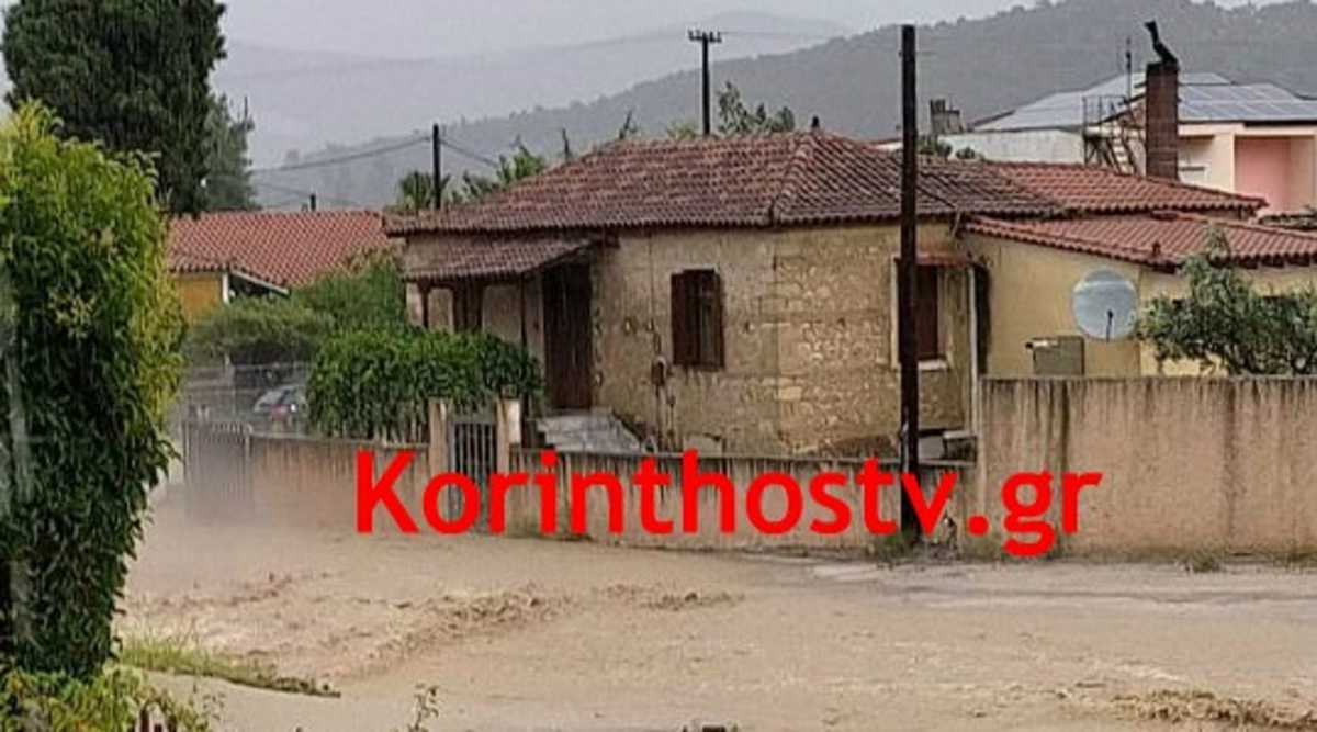 Καιρός: Δρόμοι – ποτάμια στα Αθίκια Κορινθίας (pics, video)