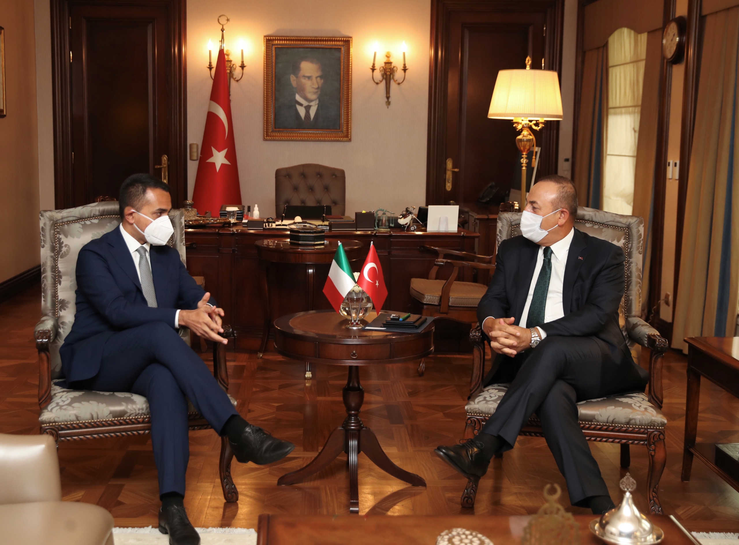 Turkish Foreign Minister Mevlut Cavusoglu meets with his Italian counterpart Luigi Di Maio in Ankara, Turkey June 19, 2020. Turkish Foreign Ministry