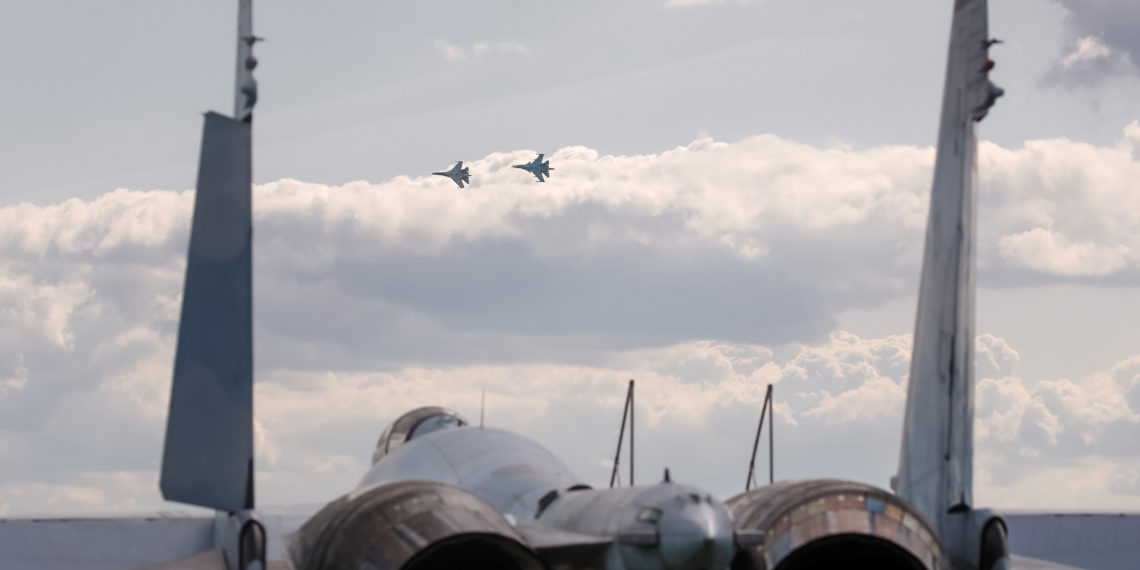 Sukhoi fighter jets perform during a demonstration flight at the MAKS 2019 air show in Zhukovsky, outside Moscow, Russia, August 27, 2019.  REUTERS
