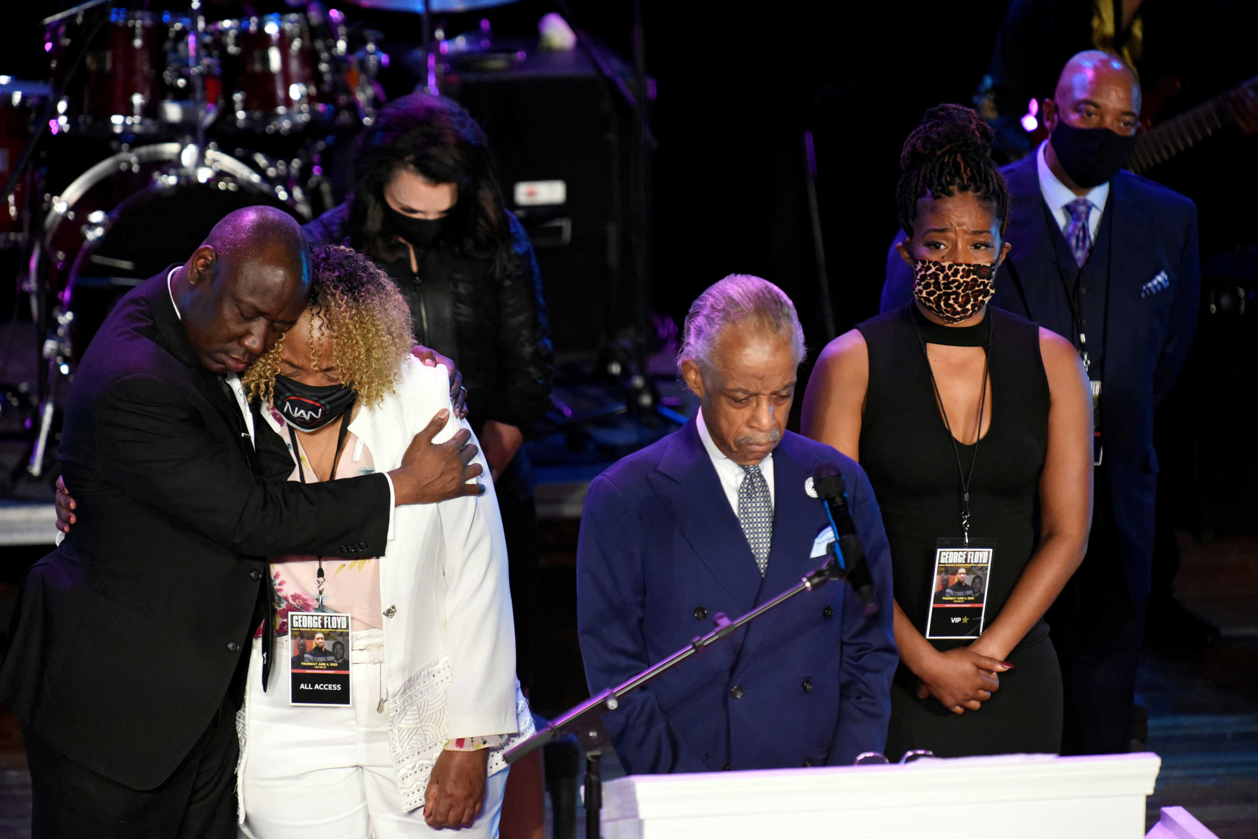 Reverend Al Sharpton leads a moment of silence during a memorial service for George Floyd, who died in Minneapolis police custody, in Minneapolis, Minnesota, U.S. June 4, 2020. REUTERS