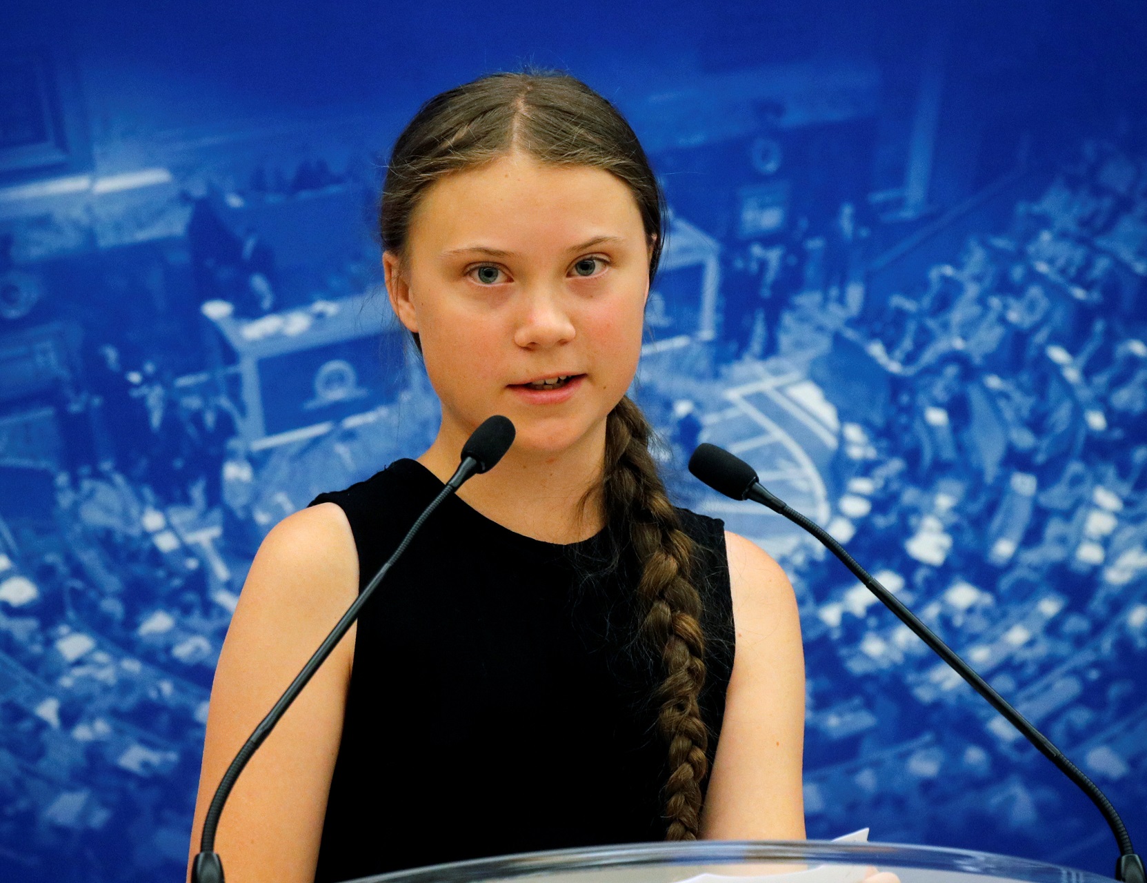Swedish environmental activist Greta Thunberg delivers a speech before a debate with French parliament members at the National Assembly in Paris, France, July 23, 2019.  REUTERS