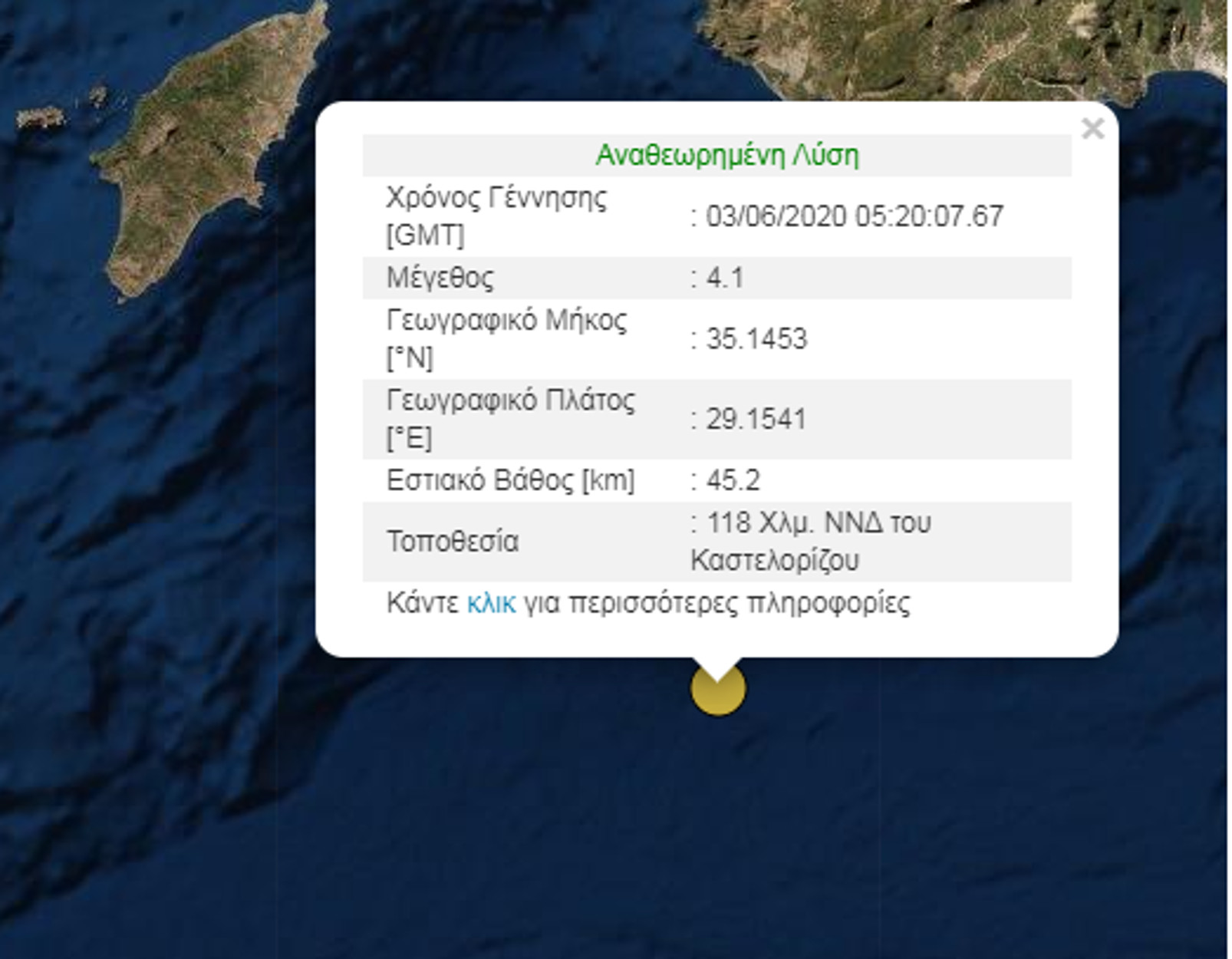 Σεισμός 4,1 Ρίχτερ στο Καστελόριζο