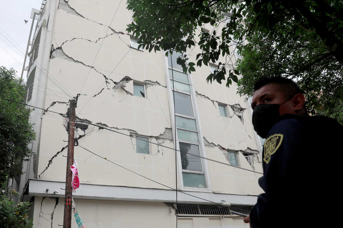 A damaged building is seen after an earthquake in Mexico City, Mexico June 23, 2020. The building had already been damaged in a 2017 earthquake. REUTERS