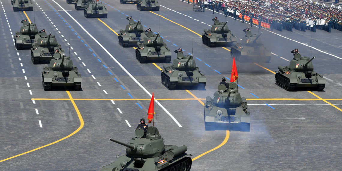 T-34 Soviet-era tanks drive during the Victory Day Parade in Red Square in Moscow, Russia, June 24, 2020. The military parade, marking the 75th anniversary of the victory over Nazi Germany in World War Two, was scheduled for May 9 but postponed due to the outbreak of the coronavirus disease (COVID-19). Host photo agency