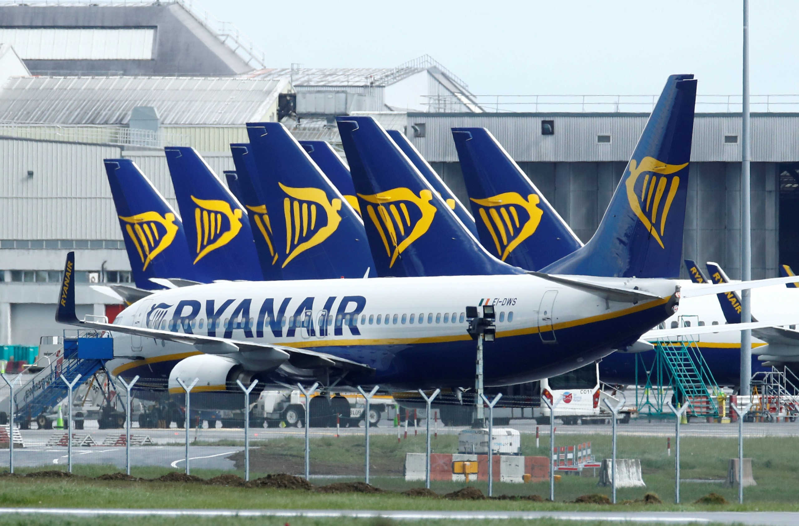 FILE PHOTO: Ryanair planes are seen at Dublin Airport, following the outbreak of the coronavirus disease (COVID-19), Dublin, Ireland, May 1, 2020. REUTERS