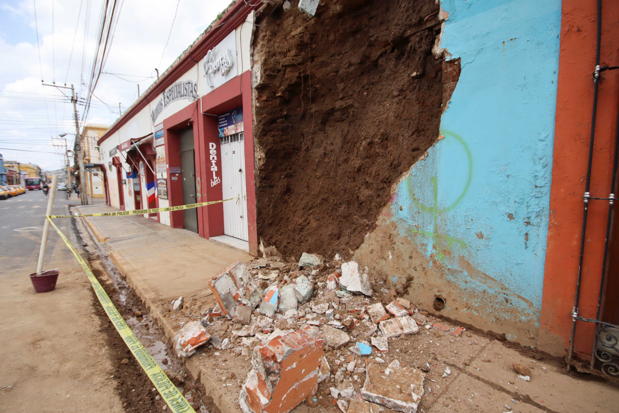 The wall of a house damaged during a quake is seen in Oaxaca, Mexico June 23, 2020. REUTERS