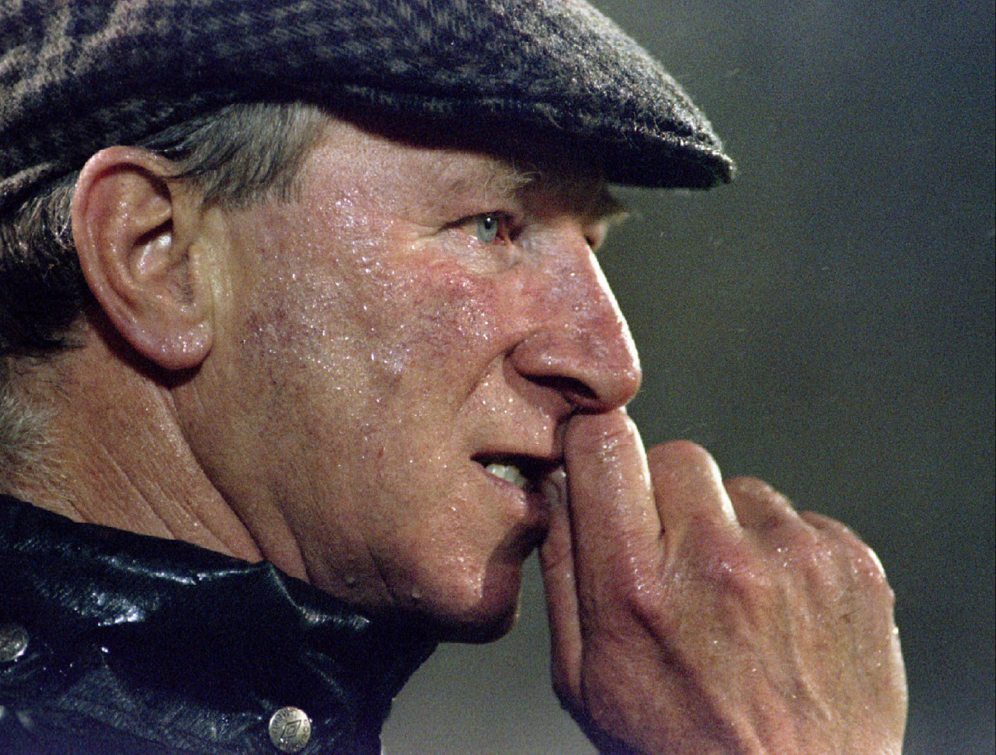 FILE PHOTO: Ireland's British coach Jack Charlton bites his nails during the last minutes of an European Championship Group Six qualifying match against Portugal at Lisbon's Light stadium, in Lisbon, Portugal November 15, 1995. REUTERS
