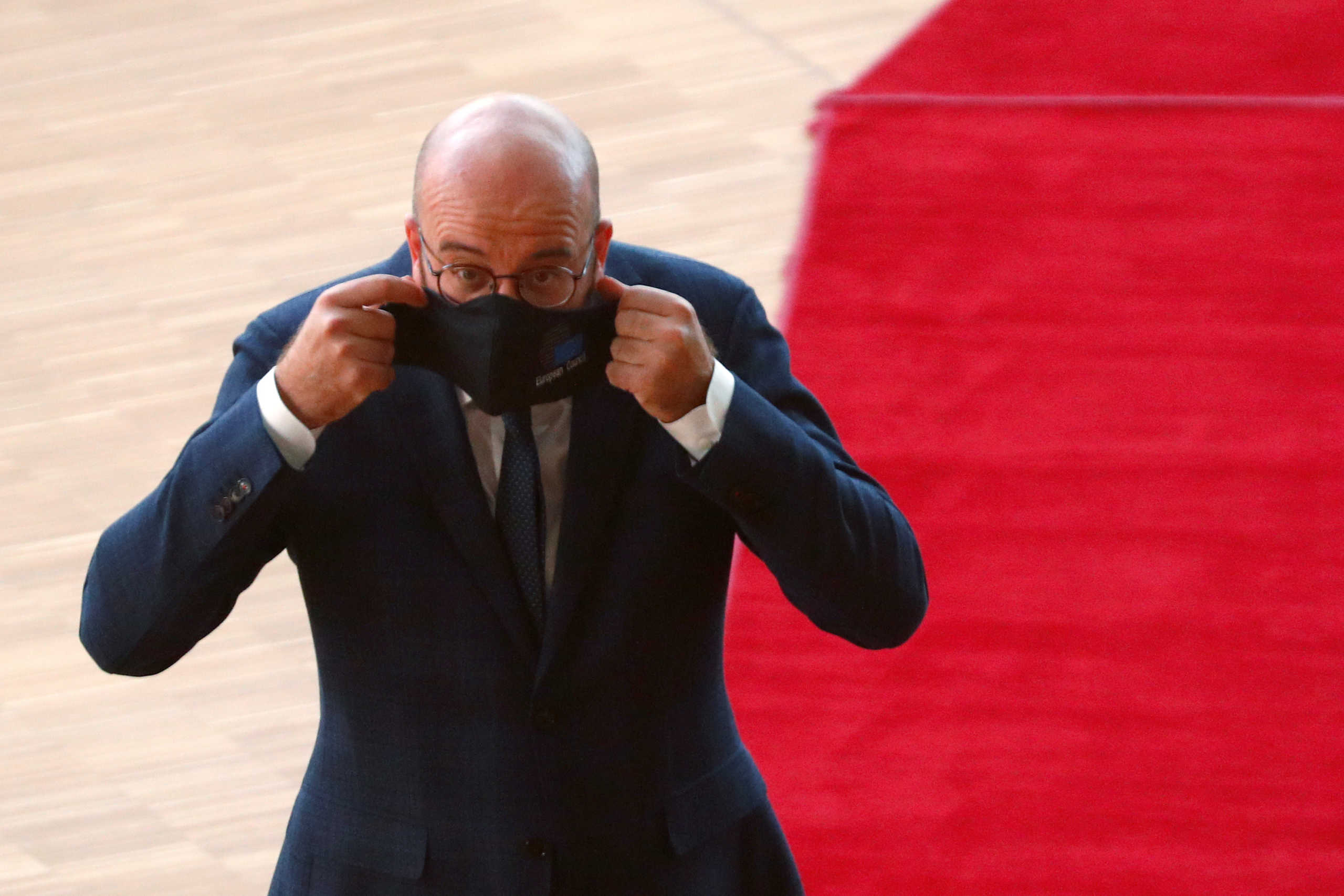 European Council President Charles Michel arrives at the first face-to-face EU summit since the coronavirus disease (COVID-19) outbreak, in Brussels, Belgium July 20, 2020. REUTERS