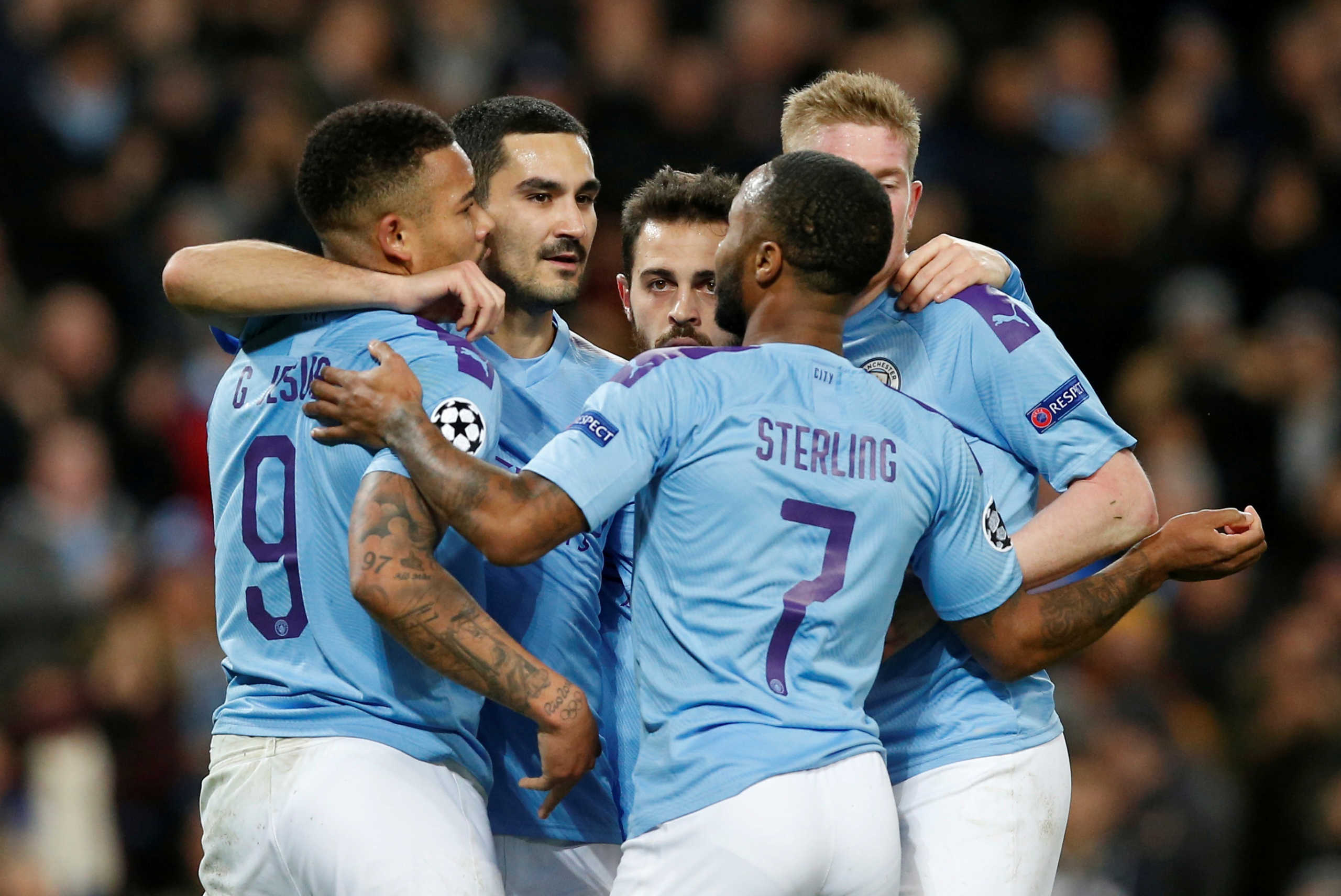FILE PHOTO: Soccer Football - Champions League - Group C - Manchester City v Shakhtar Donetsk - Etihad Stadium, Manchester, Britain - November 26, 2019  Manchester City's Ilkay Gundogan celebrates scoring their first goal with teammates         REUTERS