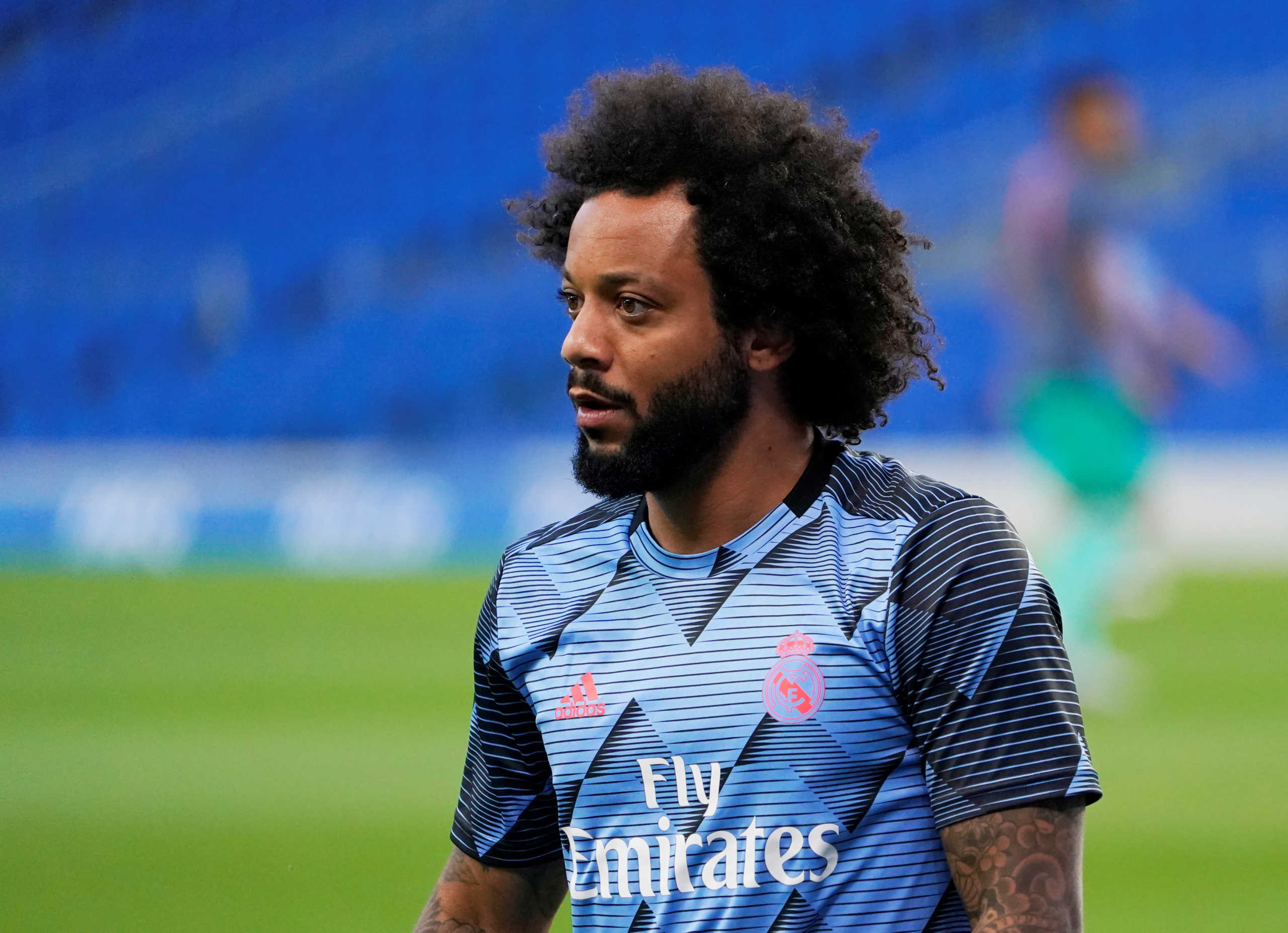 Soccer Football - La Liga Santander - Real Sociedad v Real Madrid - Reale Arena, San Sebastian, Spain - June 21, 2020   Real Madrid's Marcelo during the warm up before the match, as play resumes behind closed doors following the outbreak of the coronavirus disease (COVID-19)   REUTERS
