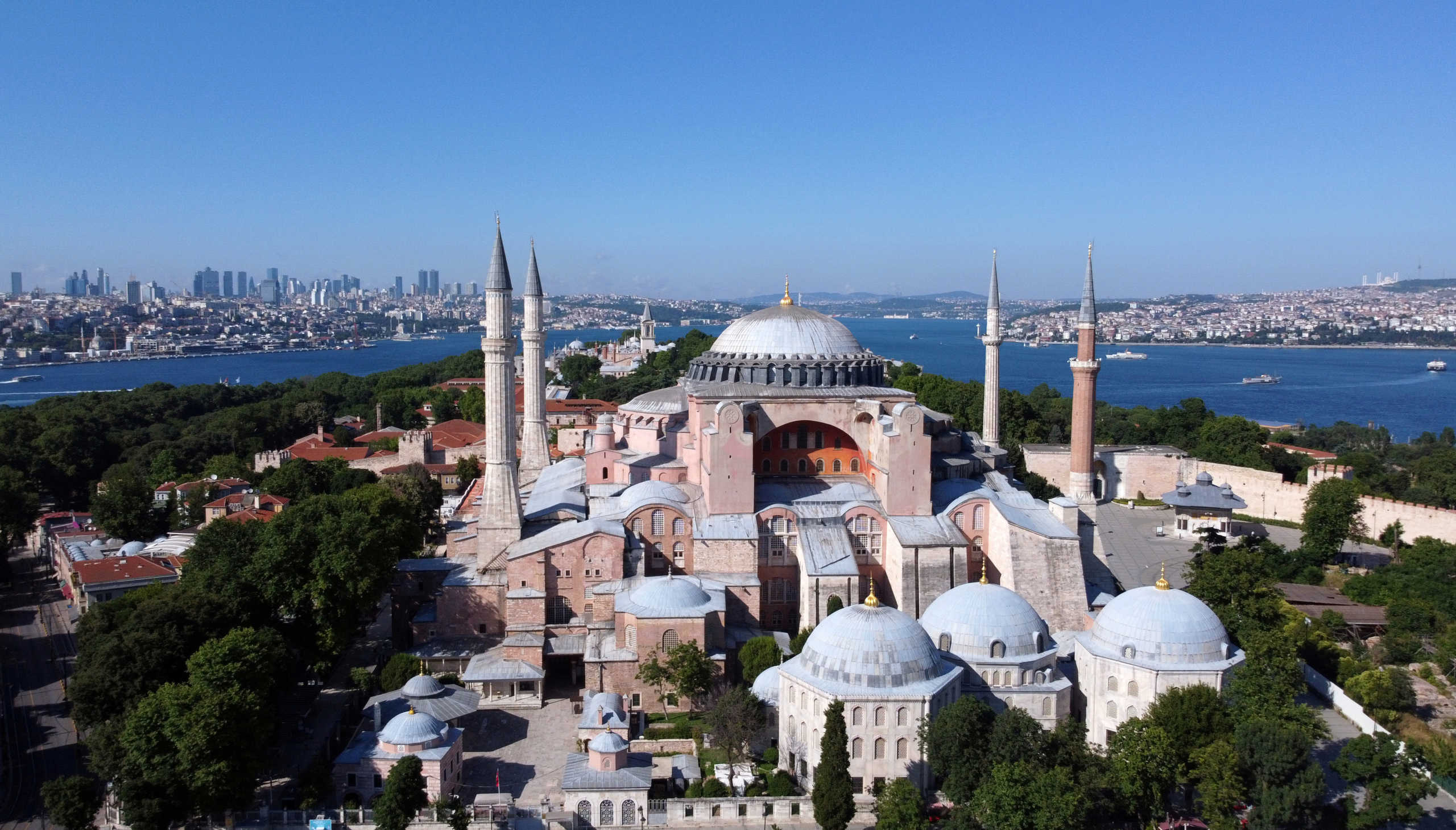 FILE PHOTO: Hagia Sophia or Ayasofya, a UNESCO World Heritage Site, that was a Byzantine cathedral before being converted into a mosque which is currently a museum, is seen in Istanbul, Turkey, June 28, 2020. Picture taken June 28, 2020. Picture taken with a drone. REUTERS