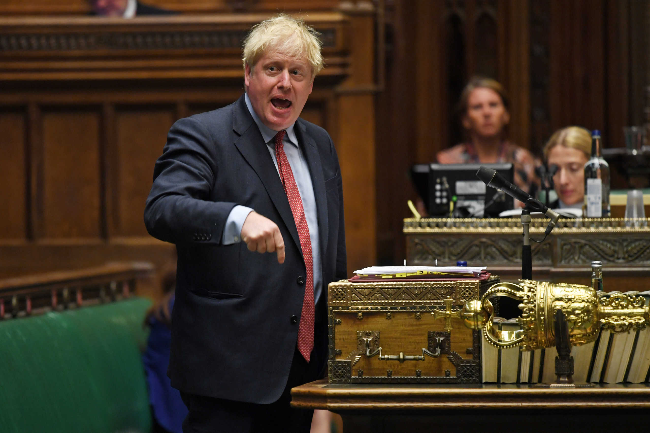 Britain's Prime Minister Boris Johnson speaks during question period at the House of Commons in London, Britain July 15, 2020. UK Parliament