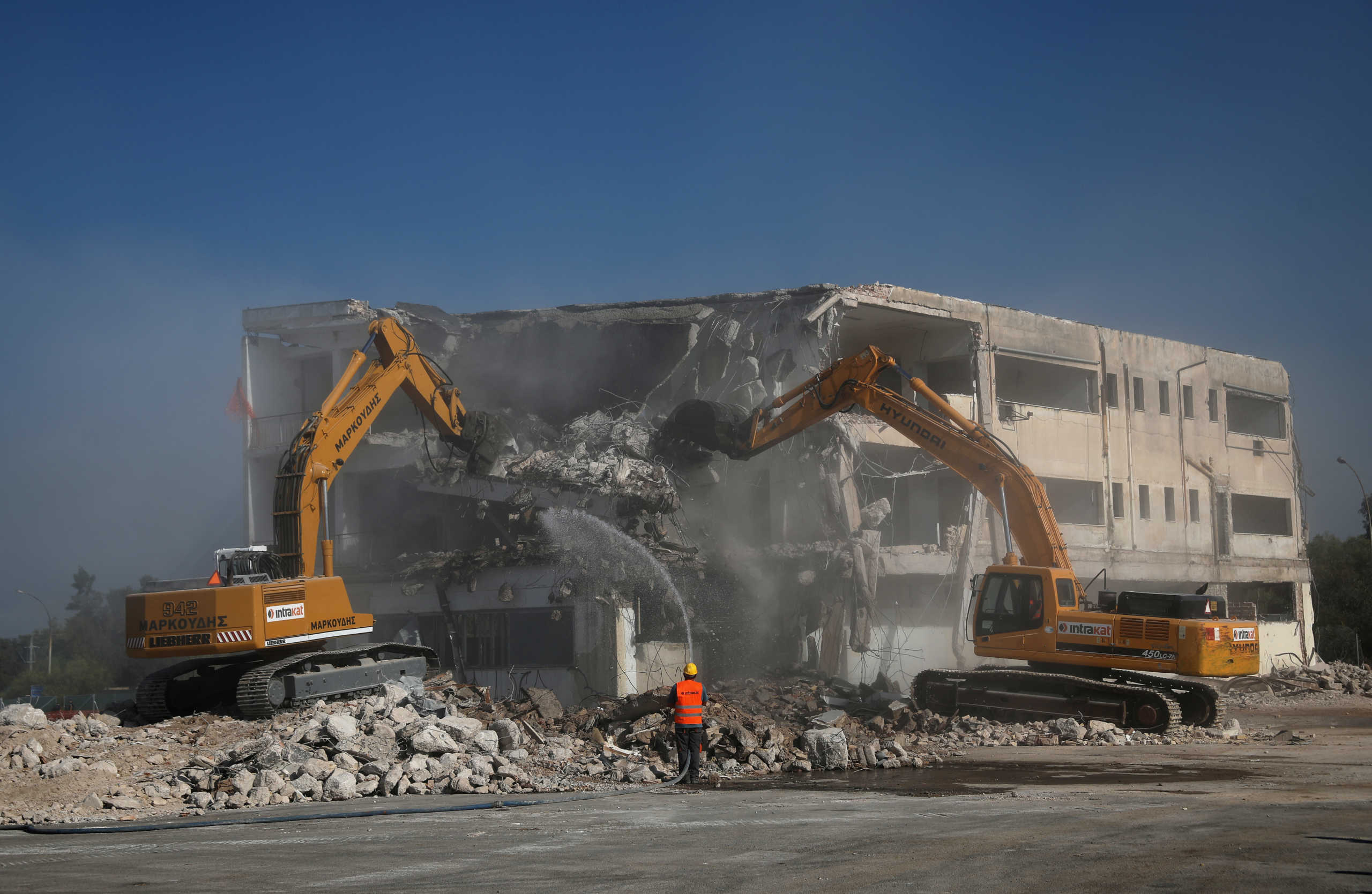 A view of construction works during an inaugural ceremony of works at Greece's biggest property investment at the disused Hellenikon airport, in Athens, Greece, July 3, 2020. REUTERS