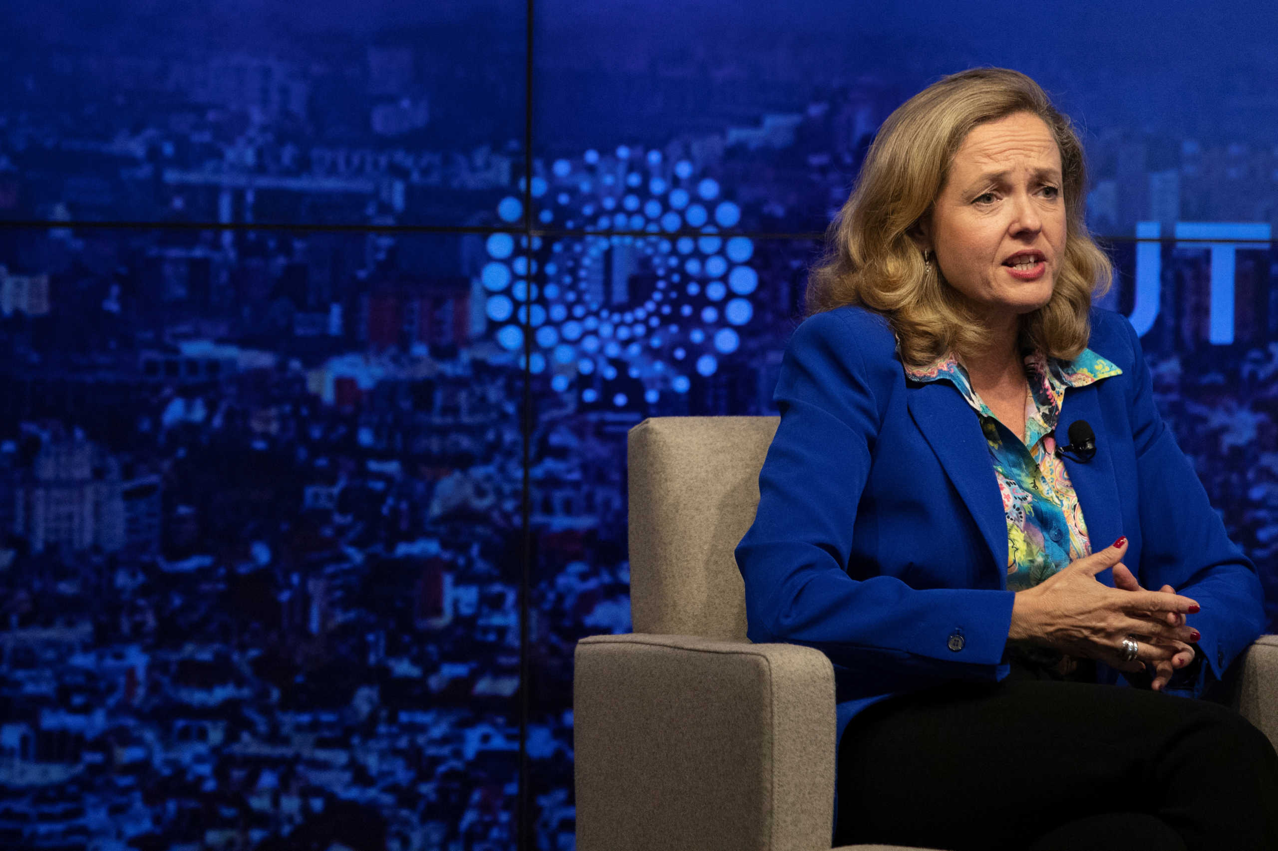 FILE PHOTO: Nadia Calvino, Minister for Economy and Business of Spain speaks during a Reuters Newsmaker in New York U.S., October 16, 2019.  REUTERS