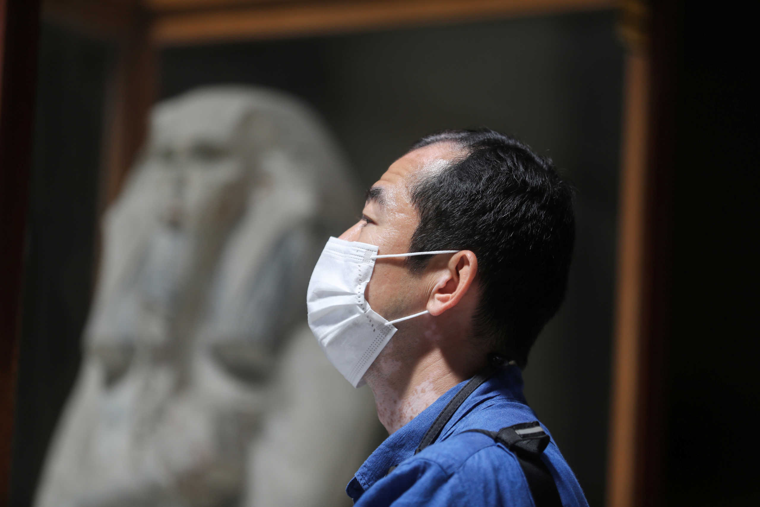 A tourist visits the Egyptian Museum at Tahrir square after its reopening, following the outbreak of the coronavirus disease (COVID-19), in Cairo, Egypt, July 1, 2020. REUTERS