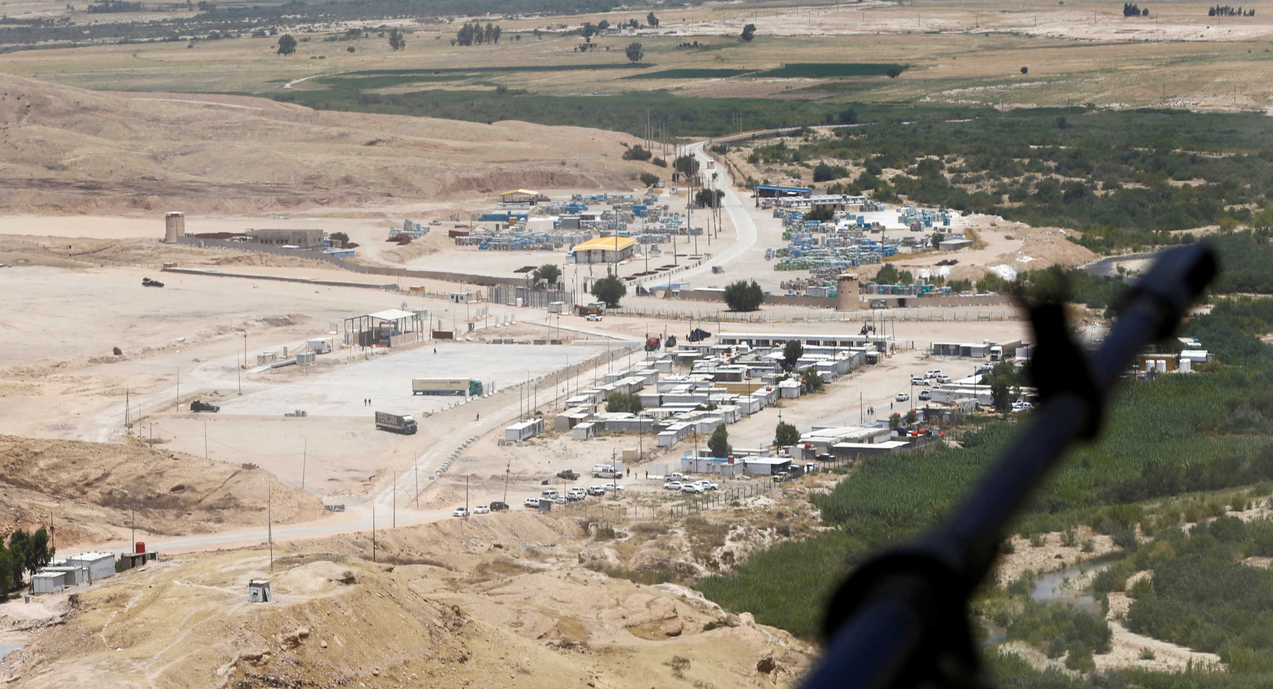 An aerial view shows Mandali border crossing between Iraq and Iran, in Mandali, Iraq July 11, 2020. REUTERS