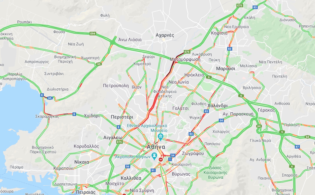 Μποτιλιάρισμα στον Κηφισό προς Πειραιά