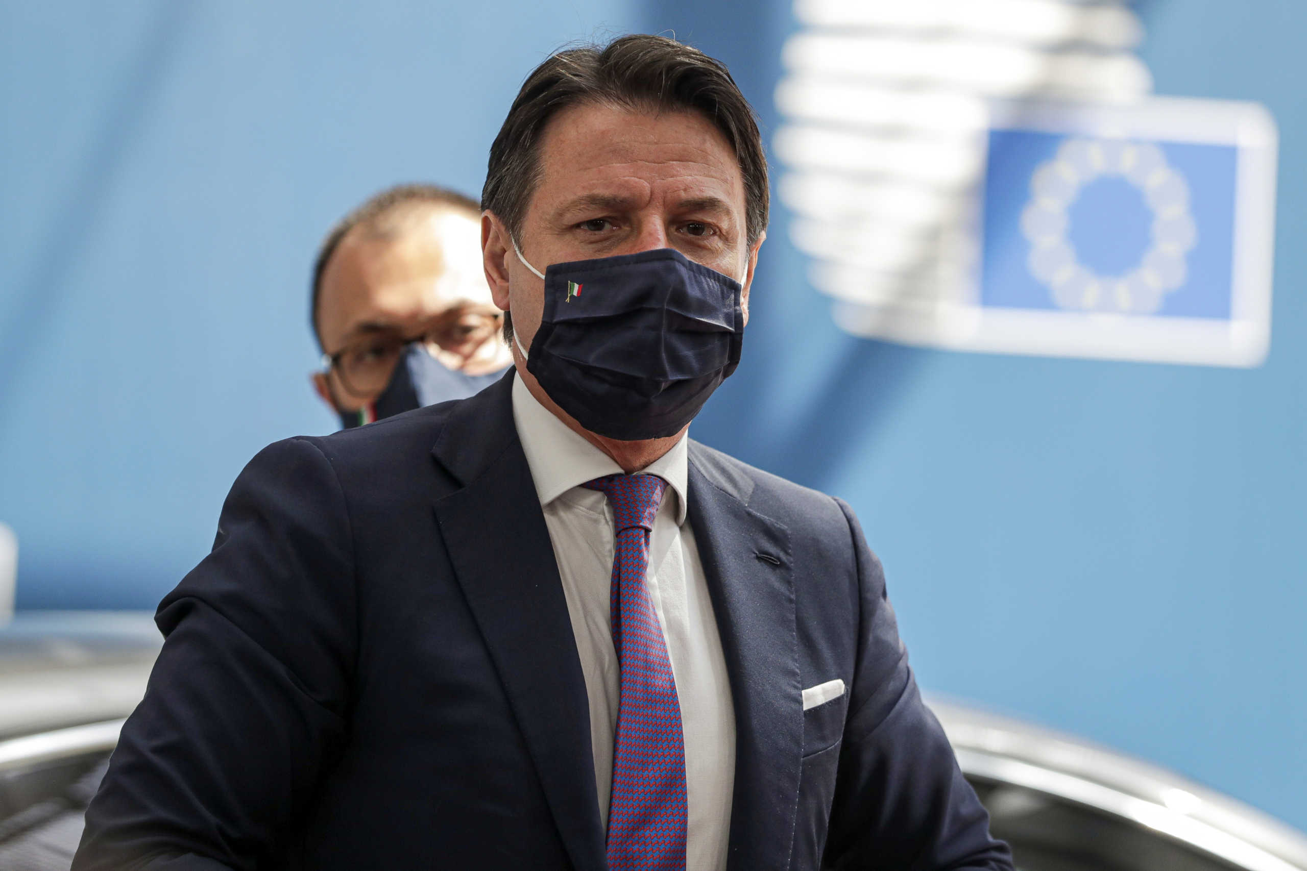Italy's Prime Minister Giuseppe Conte arrives for the fourth day of the European Council meeting in Brussels, Belgium, July 20, 2020. Stephanie Lecocq