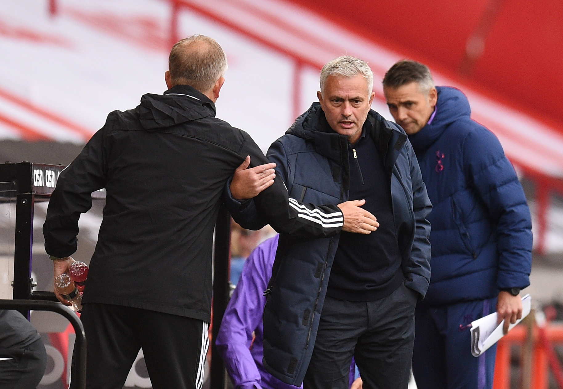 Soccer Football - Premier League - Sheffield United v Tottenham Hotspur - Bramall Lane, Sheffield, Britain - July 2, 2020 Sheffield United manager Chris Wilder and Tottenham Hotspur manager Jose Mourinho before the match, as play resumes behind closed doors following the outbreak of the coronavirus disease (COVID-19) Oli Scarff