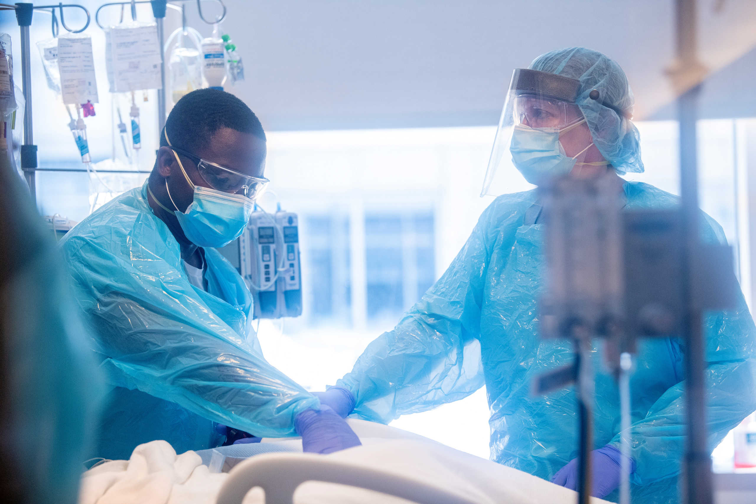 Medical staff members are seen at the Northwestern Memorial Hospital in Chicago, Illnois, U.S., May 2020.  Northwestern Medicine