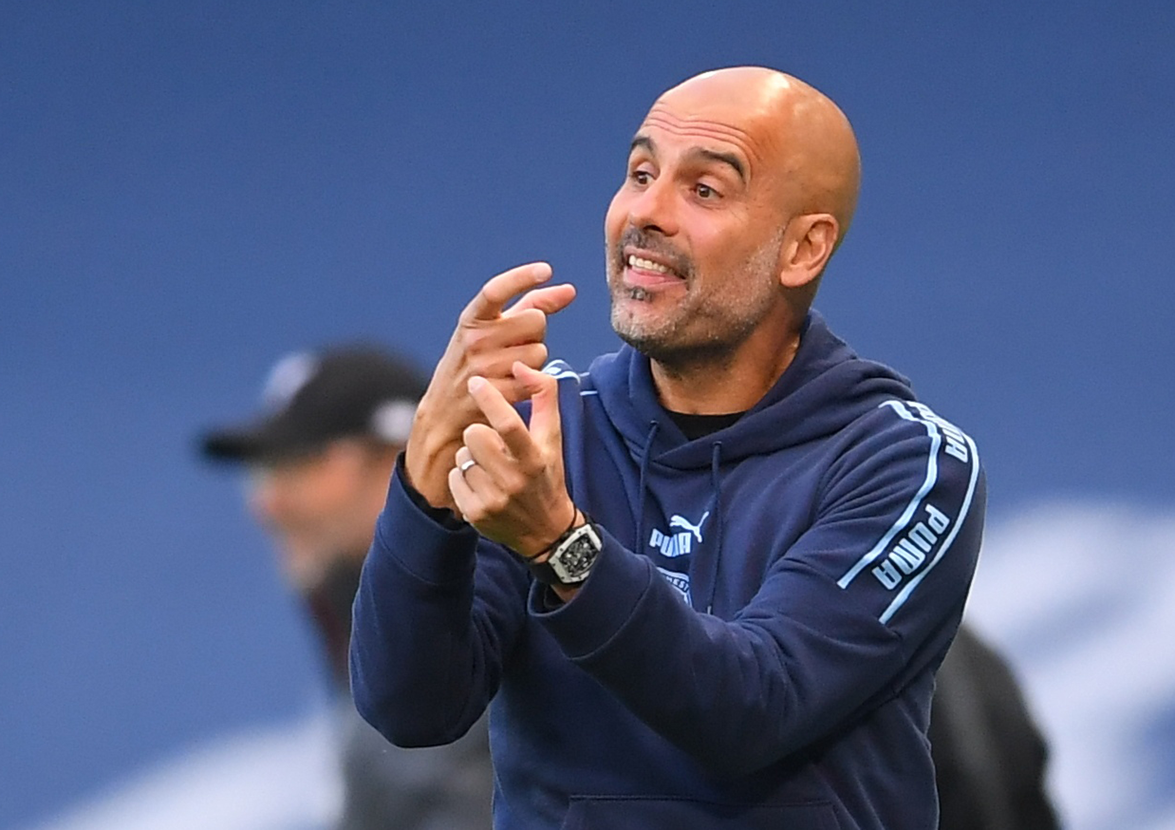 Soccer Football - Premier League - Manchester City v Liverpool - Etihad Stadium, Manchester, Britain - July 2, 2020 Manchester City manager Pep Guardiola, as play resumes behind closed doors following the outbreak of the coronavirus disease (COVID-19) Laurence Griffiths